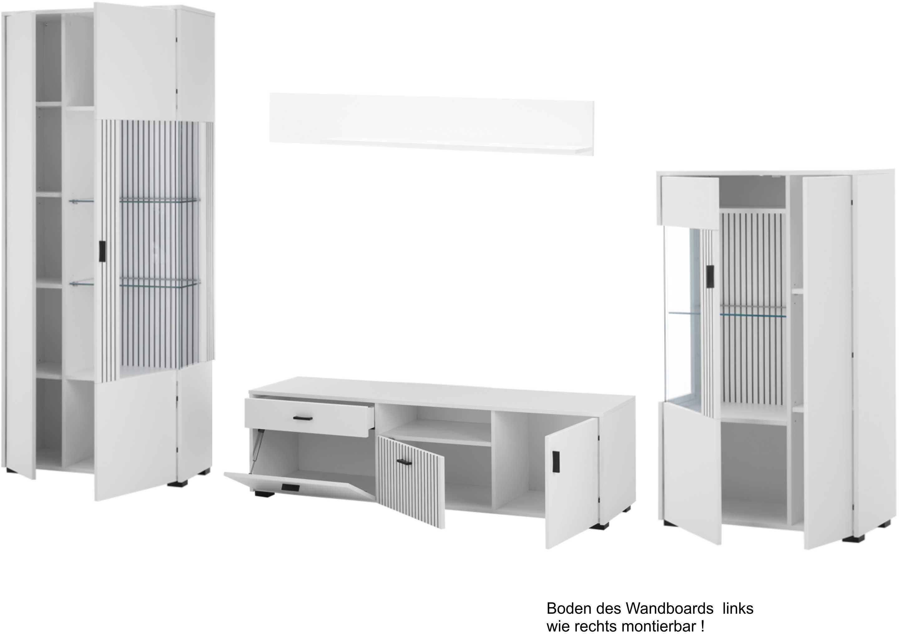INOSIGN Wandmeubel Hudson met moderne groevenlook, handgrepen van metaal (zwart), breedte 320 cm (set, 4-delig)