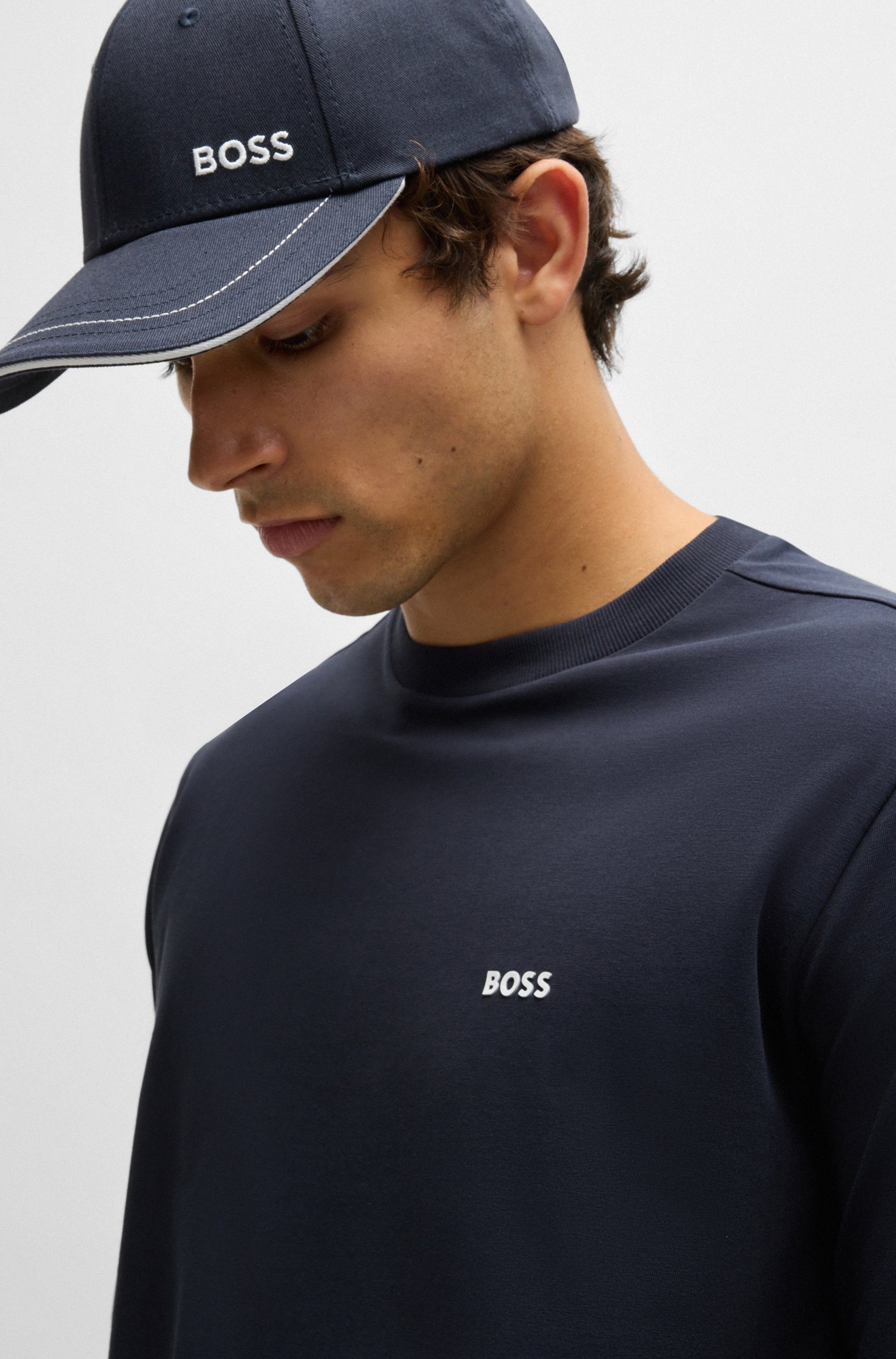 BOSS GREEN Shirt met lange mouwen Tee Long met een ronde hals