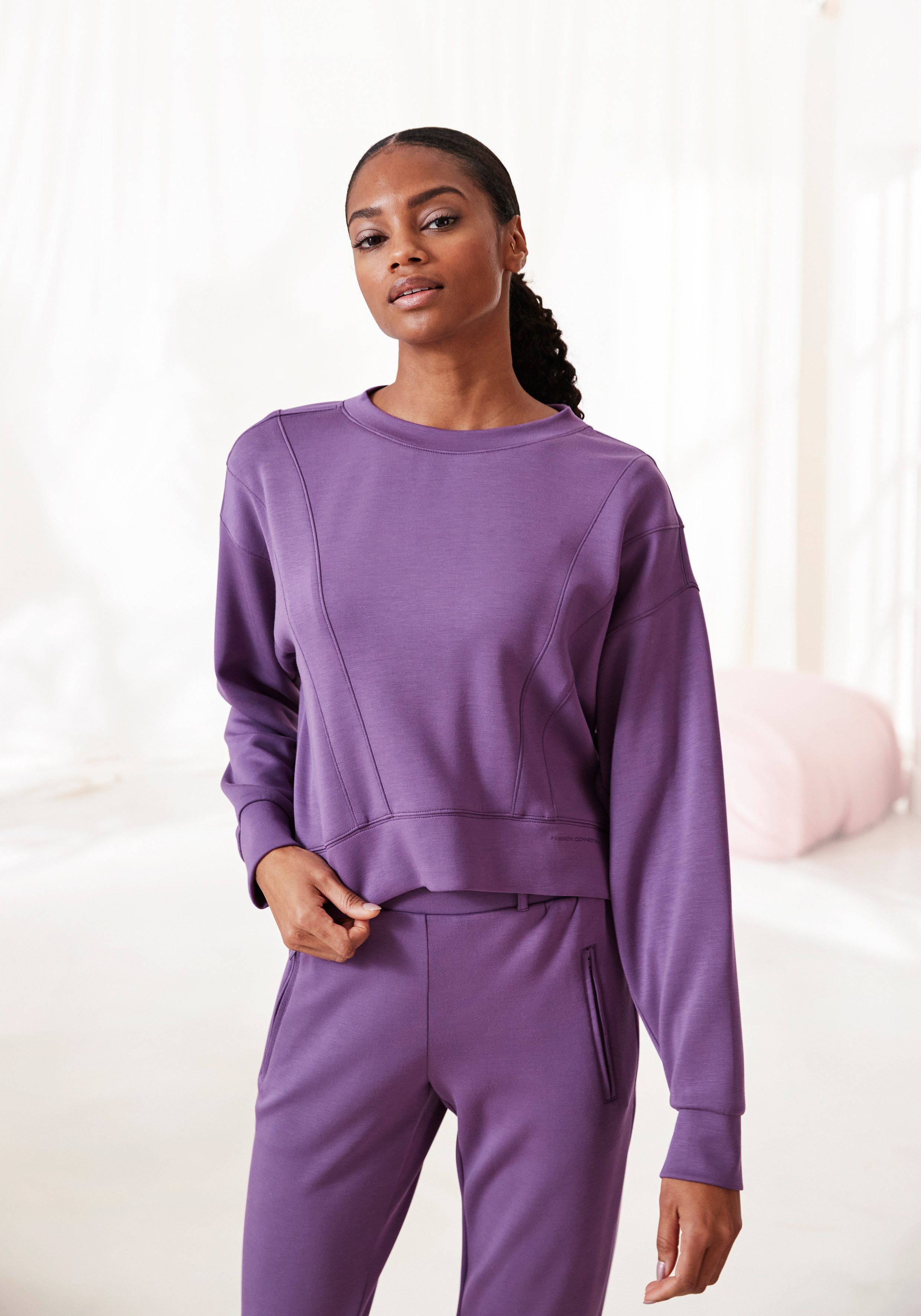 French Connection Sweatshirt met afhangende schouders truien & sweaters maat 40/42 paars