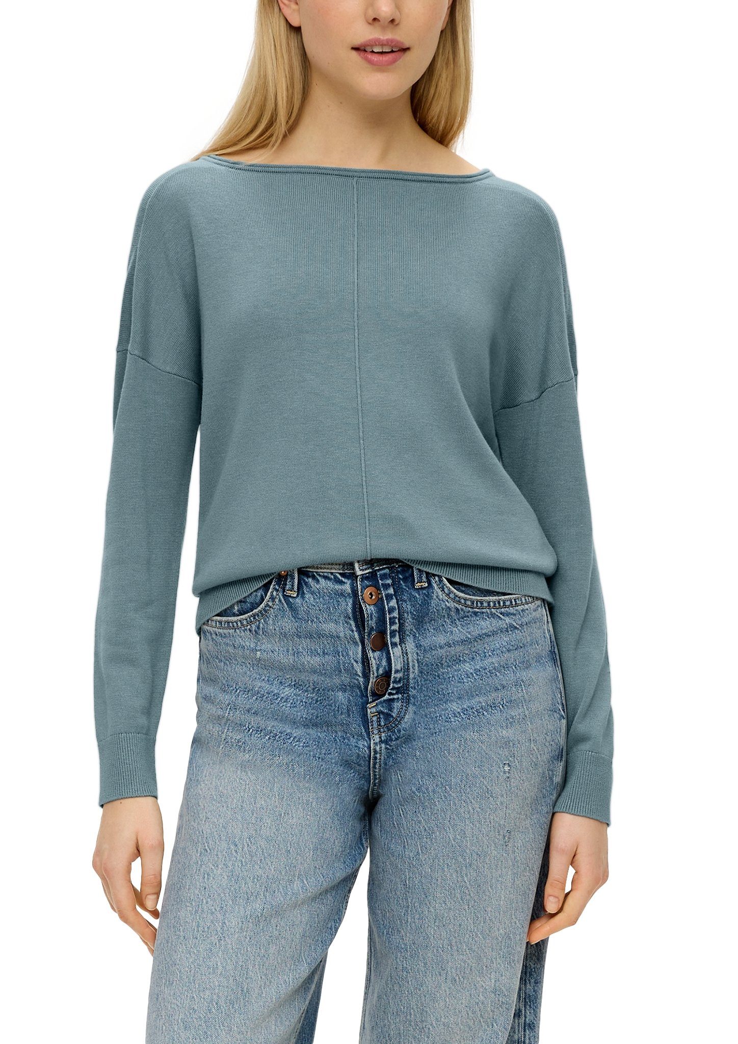 S.Oliver Trui met ronde hals met drop-shoulder naad ontwerp
