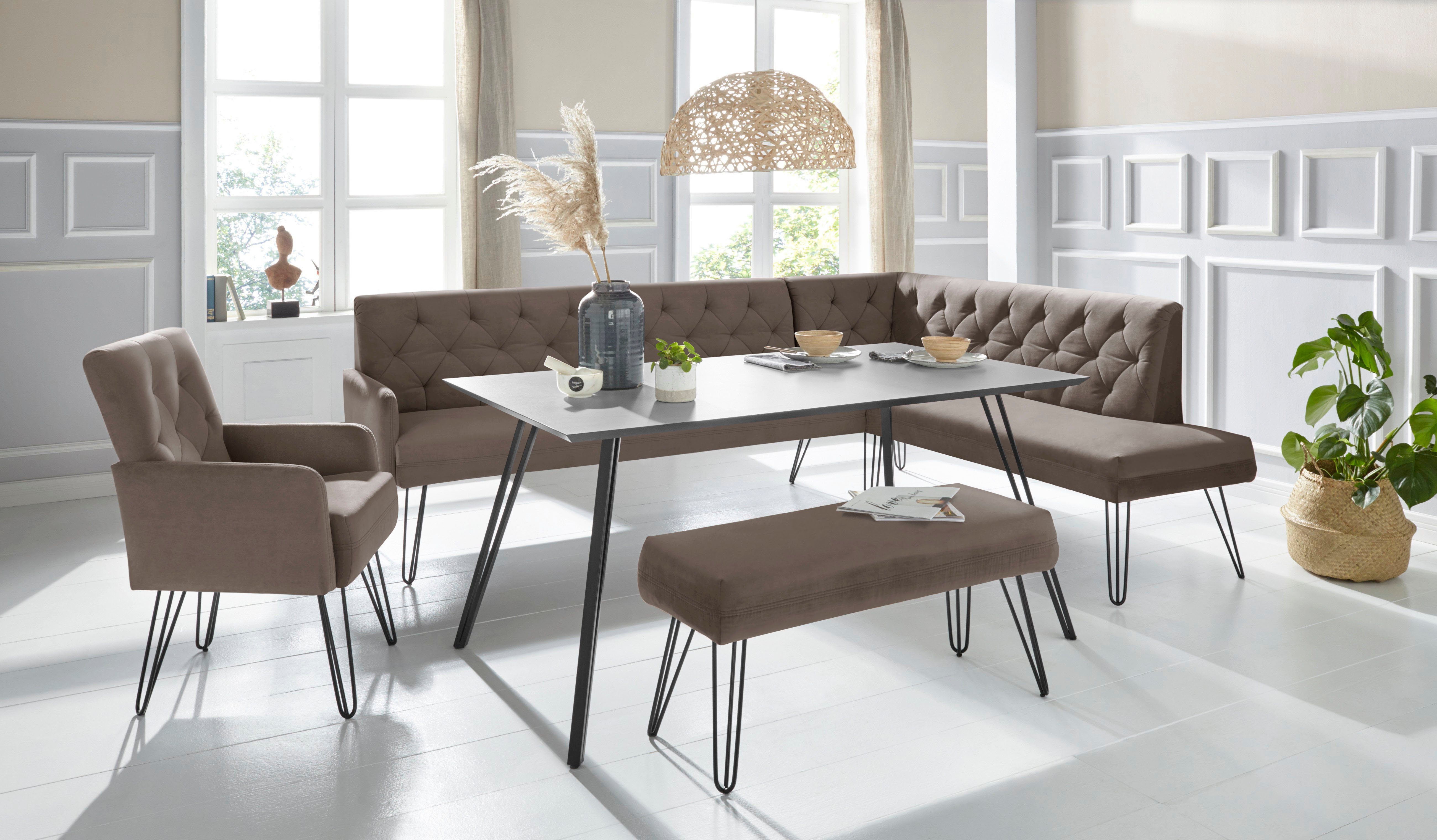 exxpo - sofa fashion Hoekbank Doppio, Chesterfield look, comfortabel en handig, hoge designvoeten