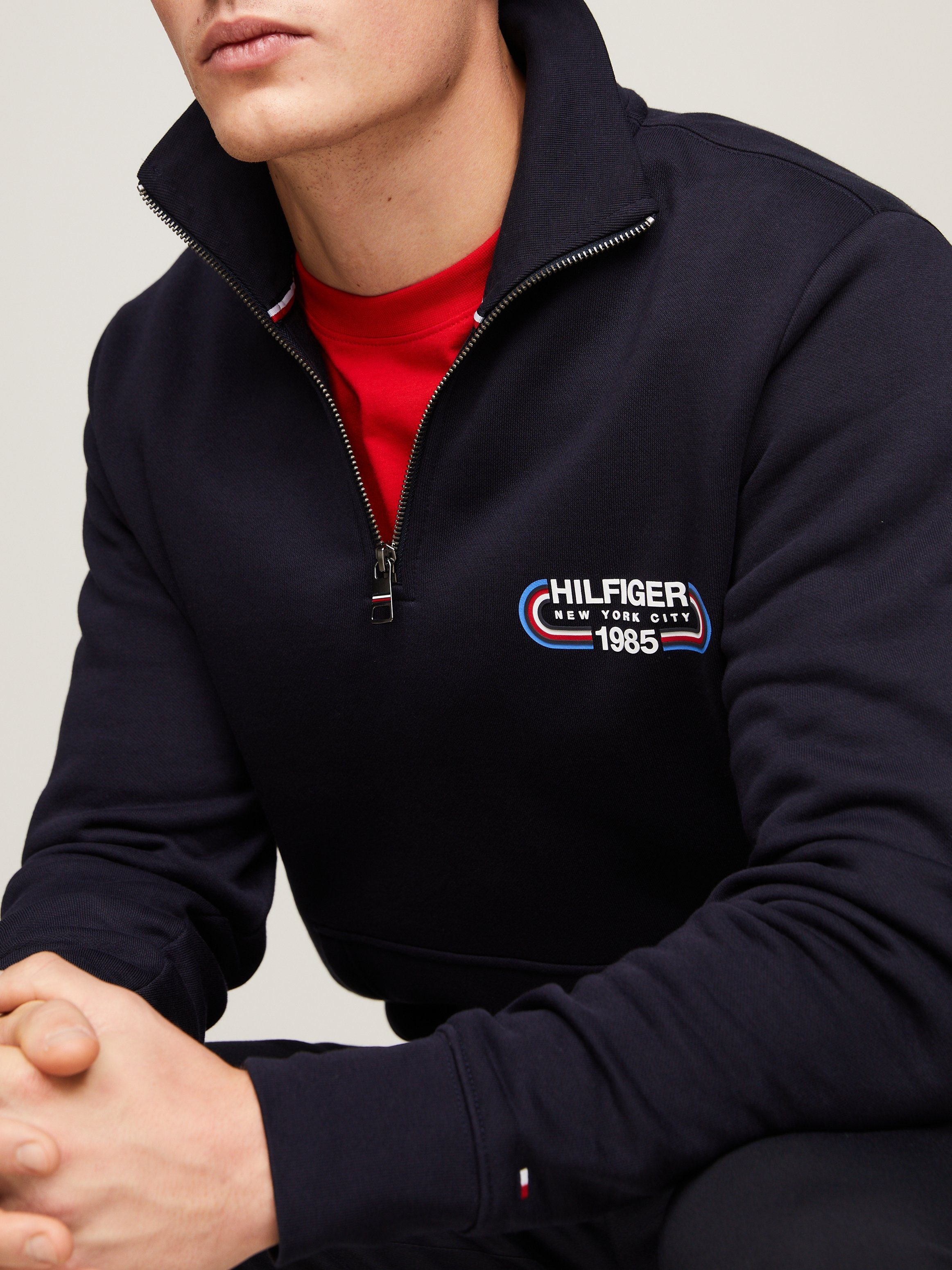 Tommy Hilfiger Sweatshirt HILFIGER TRACK GRAPHIC HALF ZIP