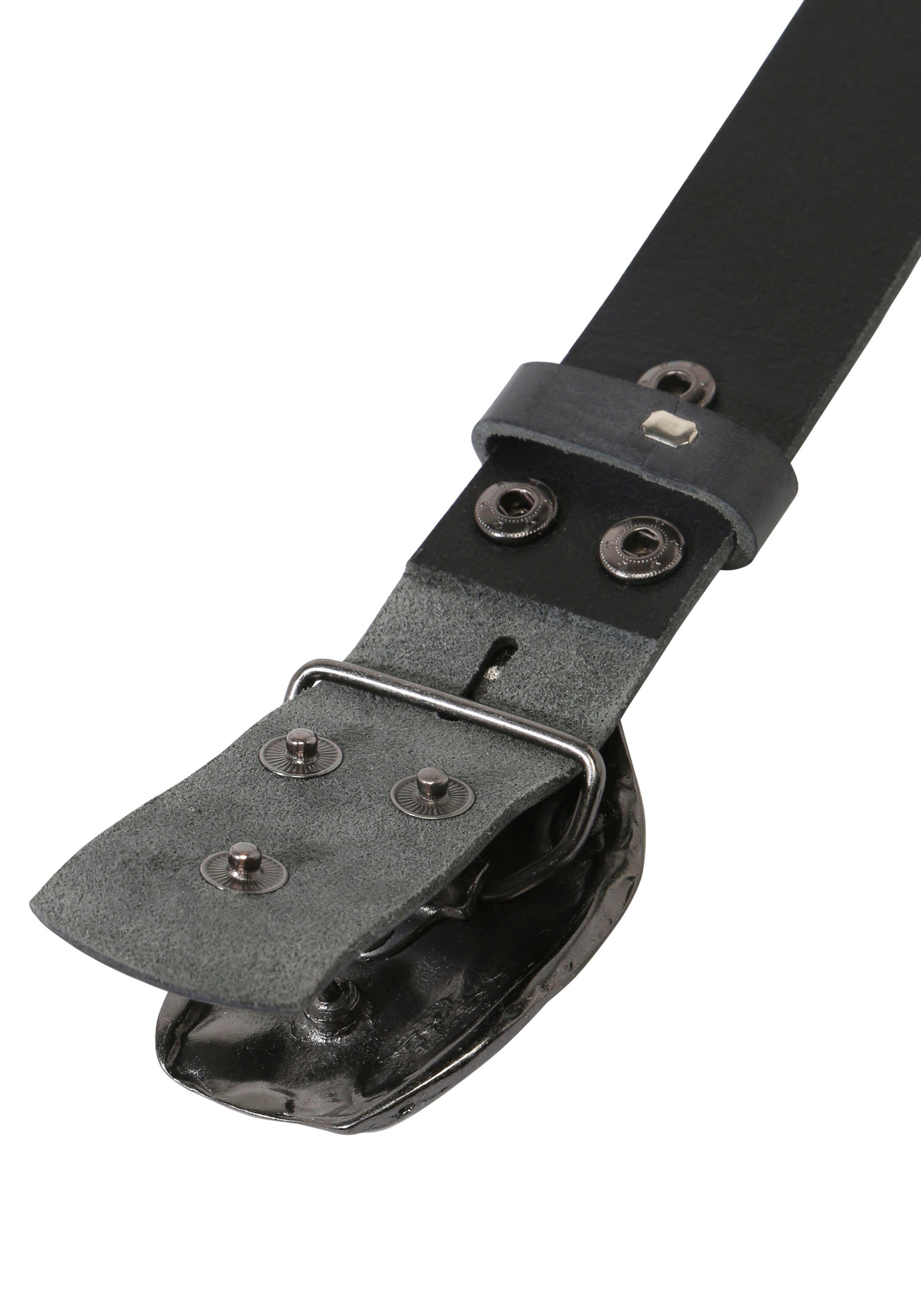 RETTUNGSRING by showroom 019° Leren riem met verwisselbare sluiting "oester schelp zwart"