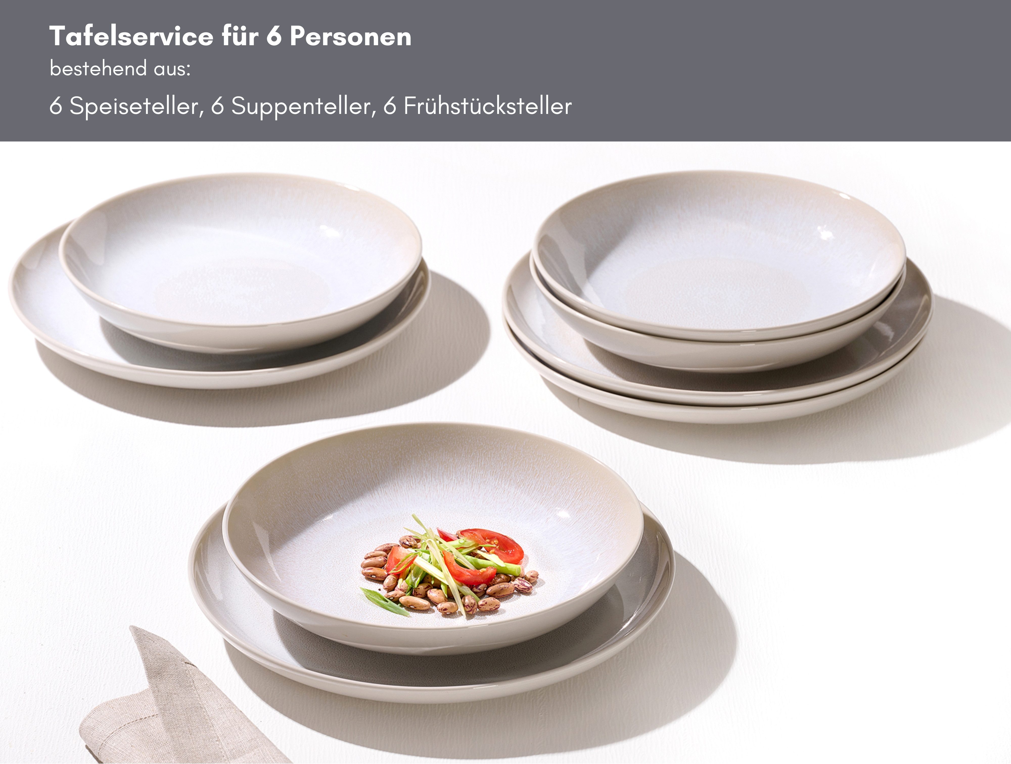 Ritzenhoff & Breker Eetservies Laredo Reactief glazuur, elk exemplaar is uniek (set, 18-delig)