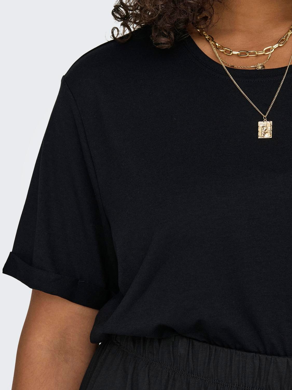 ONLY CARMAKOMA Shirt met korte mouwen CARMOSTER S/S FOLD UP TOP JRS NOOS