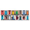 artland kapstok fotocollage van 32 kleurrijke voordeuren ruimtebesparende kapstok van hout met 4 haken, geschikt voor kleine, smalle hal, halkapstok multicolor