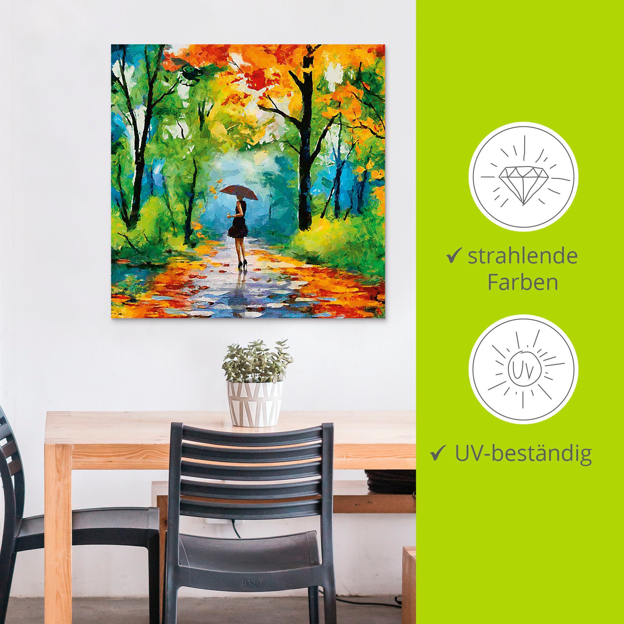 Artland Artprint Herfstige wandeling in het park als artprint van aluminium, artprint voor buiten, artprint op linnen, poster, muursticker