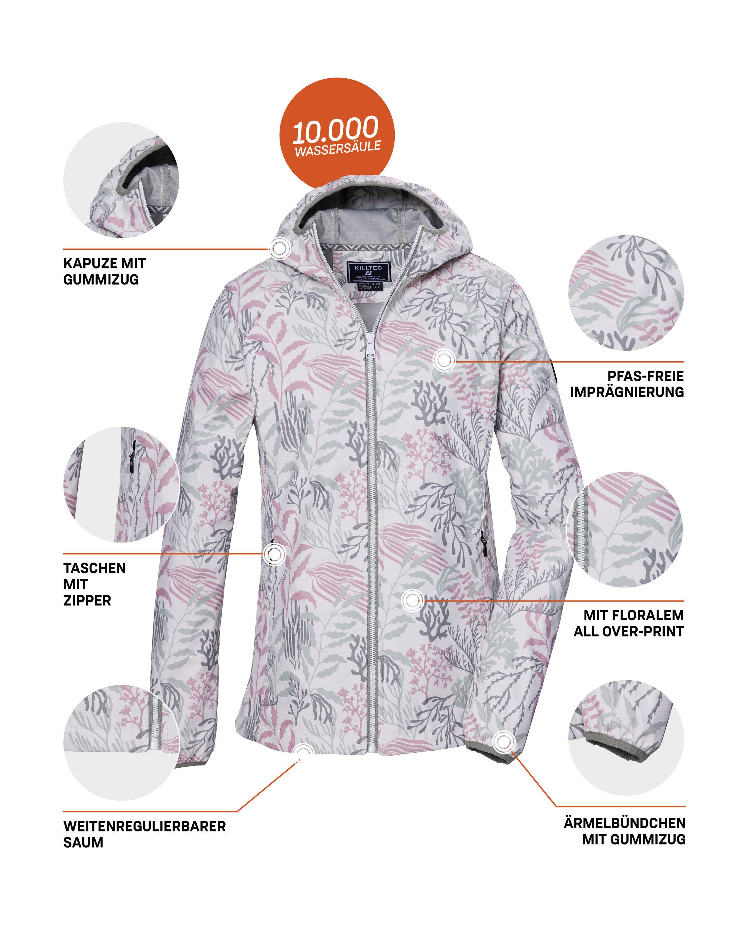 Killtec Softshell-jack KOS 56 WMN SFTSHLL JCKT Waterafstotende, winddichte softshelljack met bloemprint