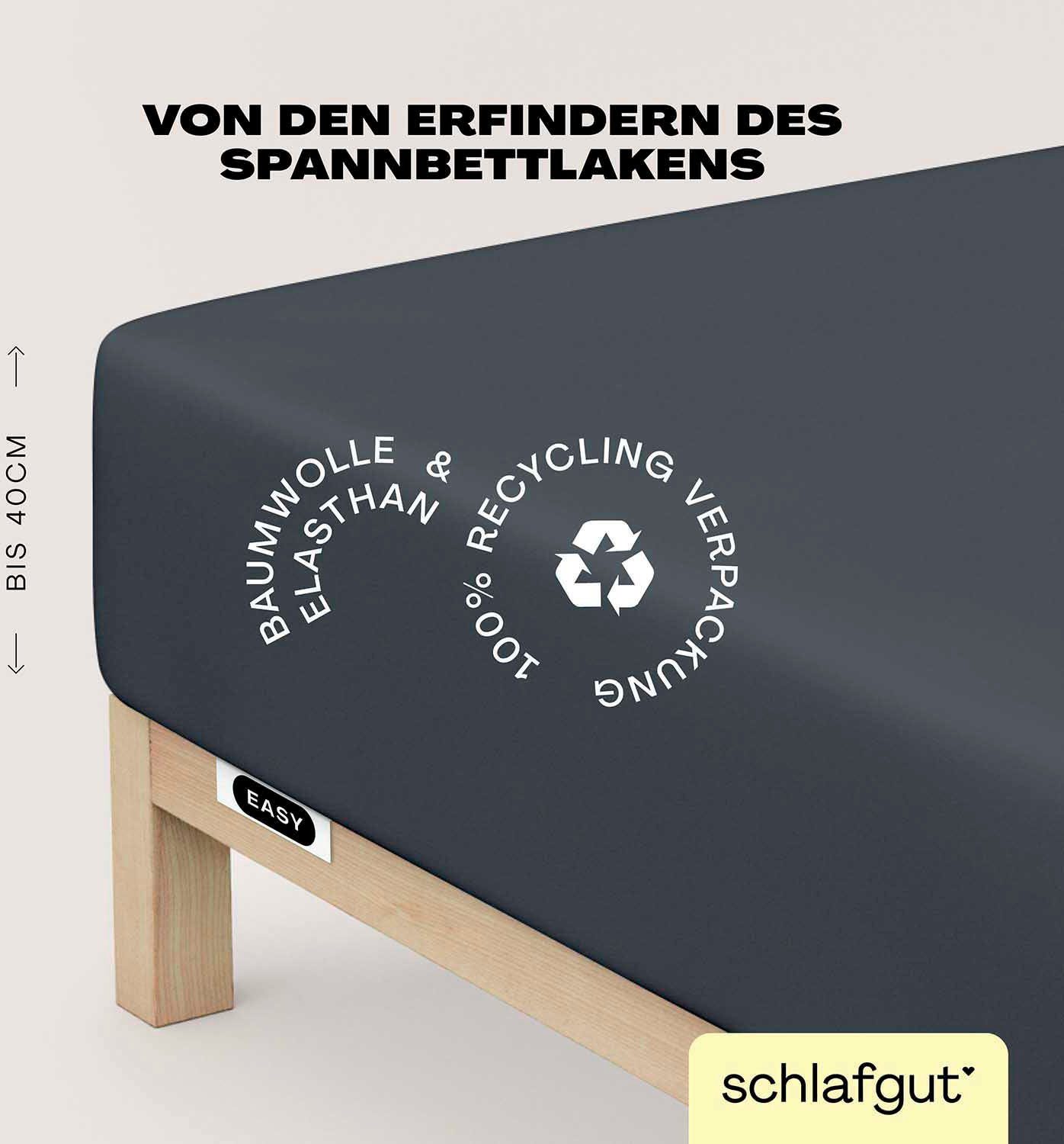 Schlafgut Hoeslaken EASY jersey elastaan boxspring (1 stuk) hoeslakens maat 140-160 cm x 200-220 cm grijs