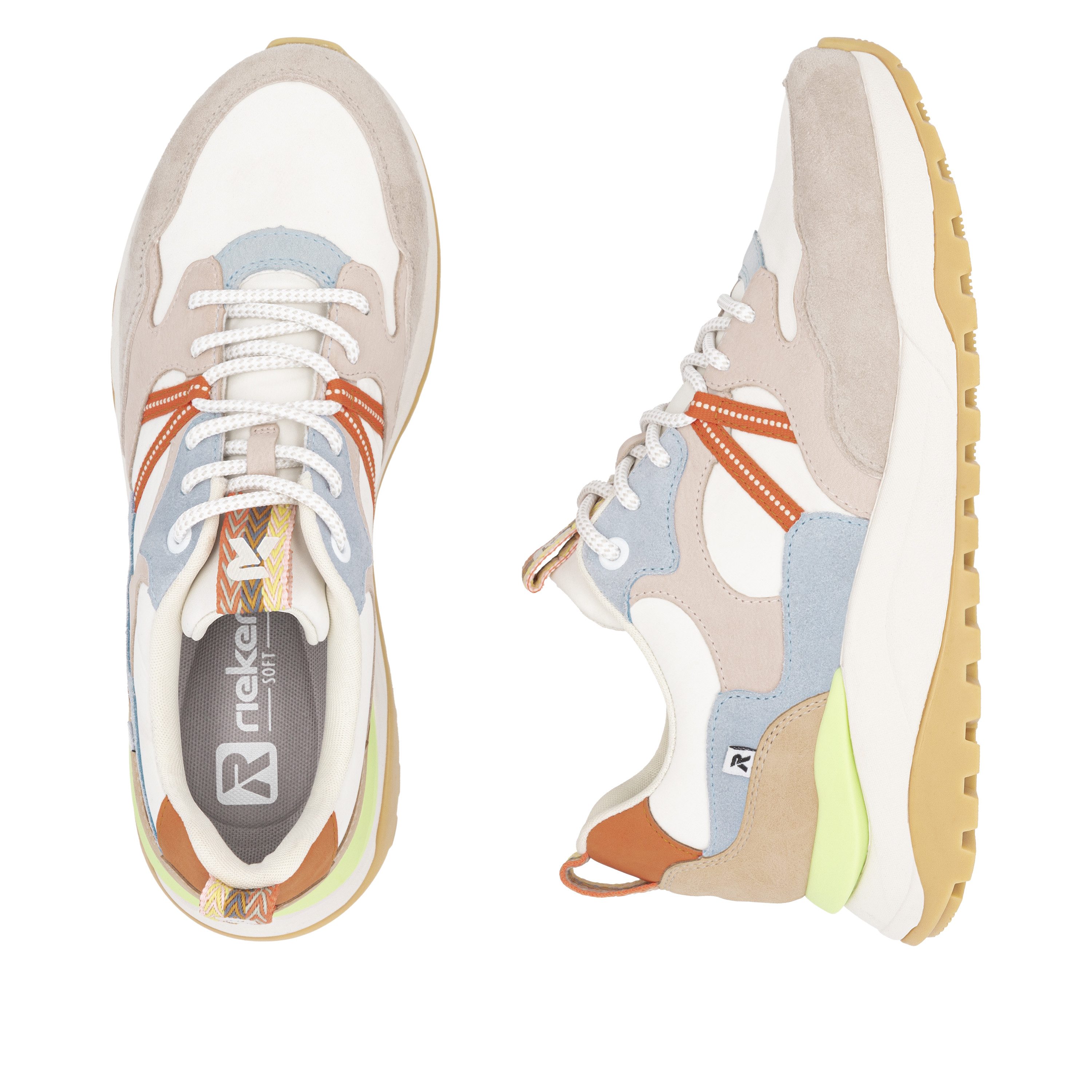 RIEKER Sport Sneakers met sleehak Bel Air vrijetijdsschoen, lage schoen, veterschoen met uitneembaar voetbed