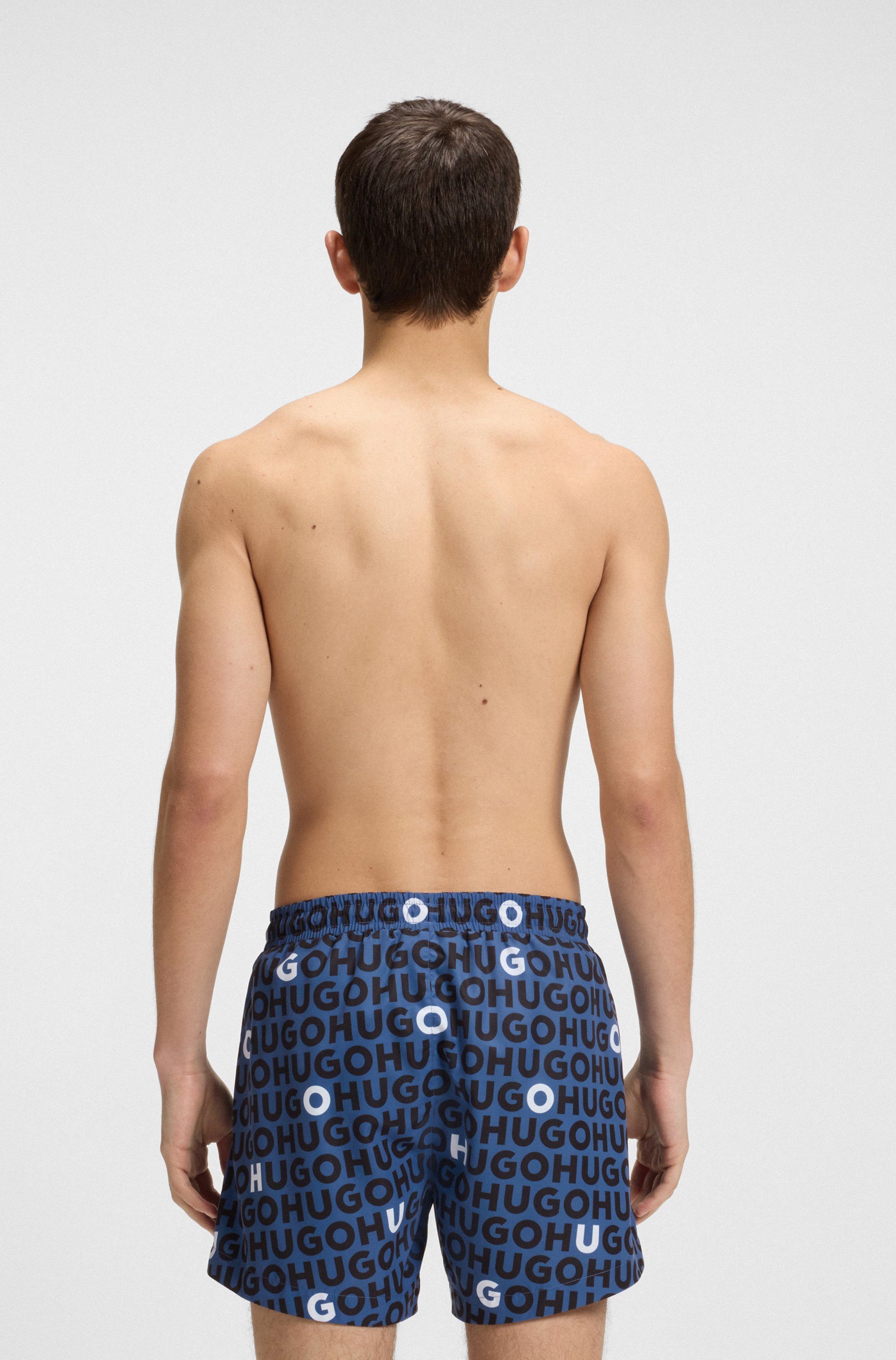 HUGO underwear Zwembroek Tortuga met allover logo-tekst