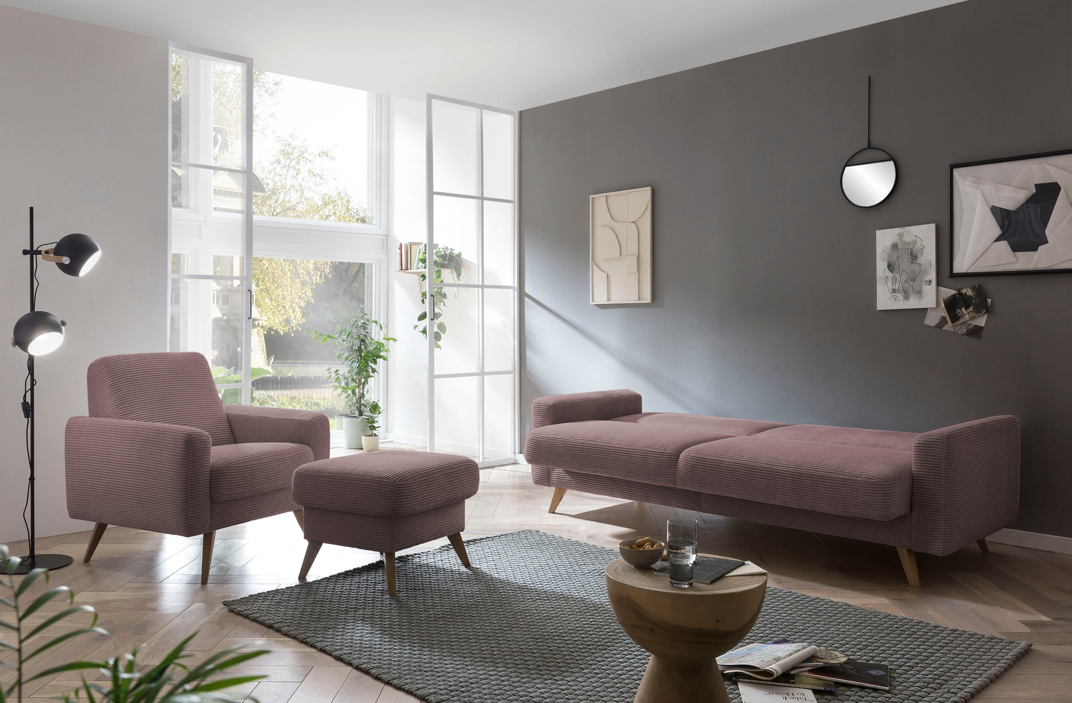 exxpo - sofa fashion 3-zitsbank Samso, elegant en comfortabel, actuele cord bekleding, kantelbank