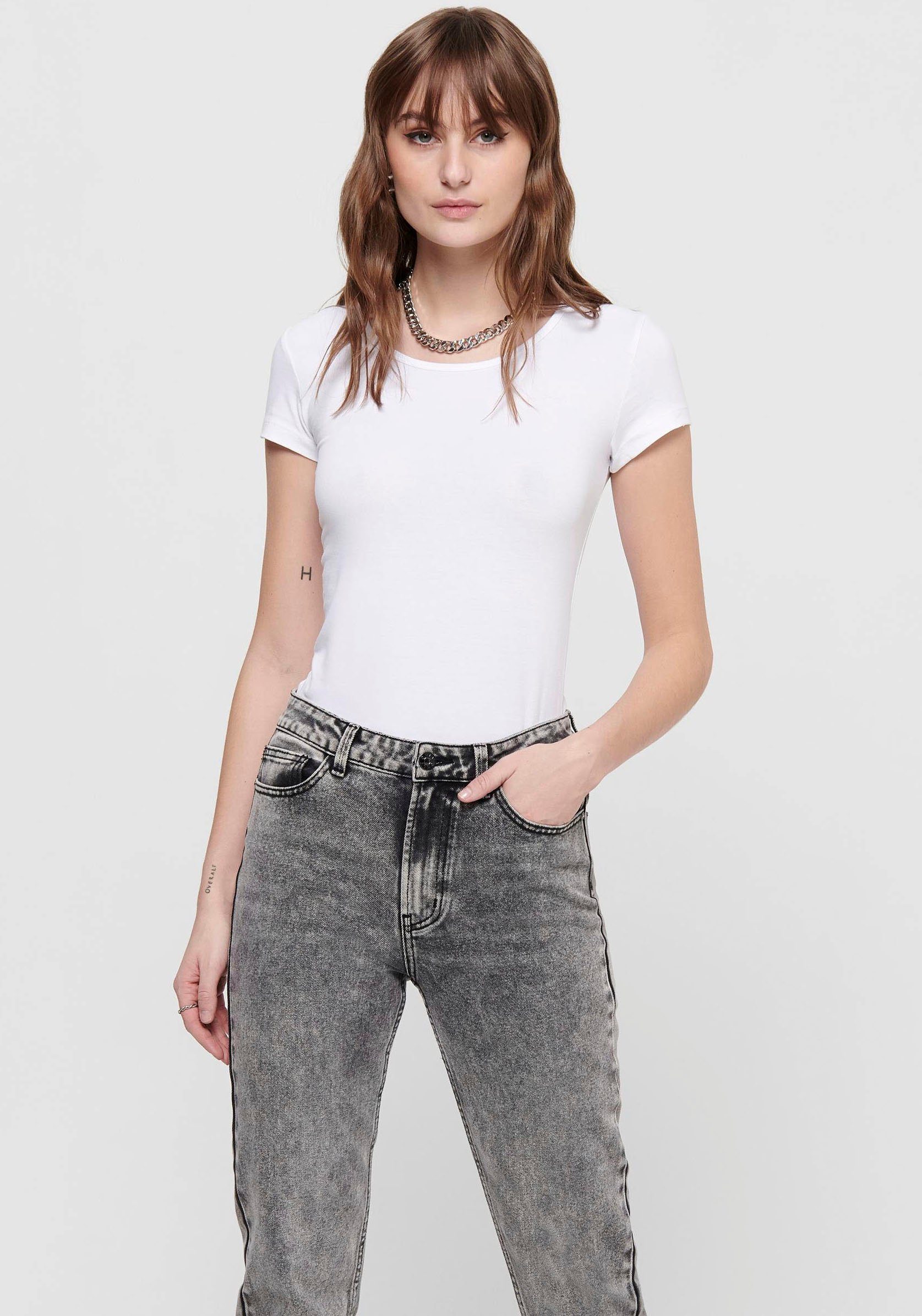 Only Shirt met ronde hals ONLLIVE LOVE S/S ONECK