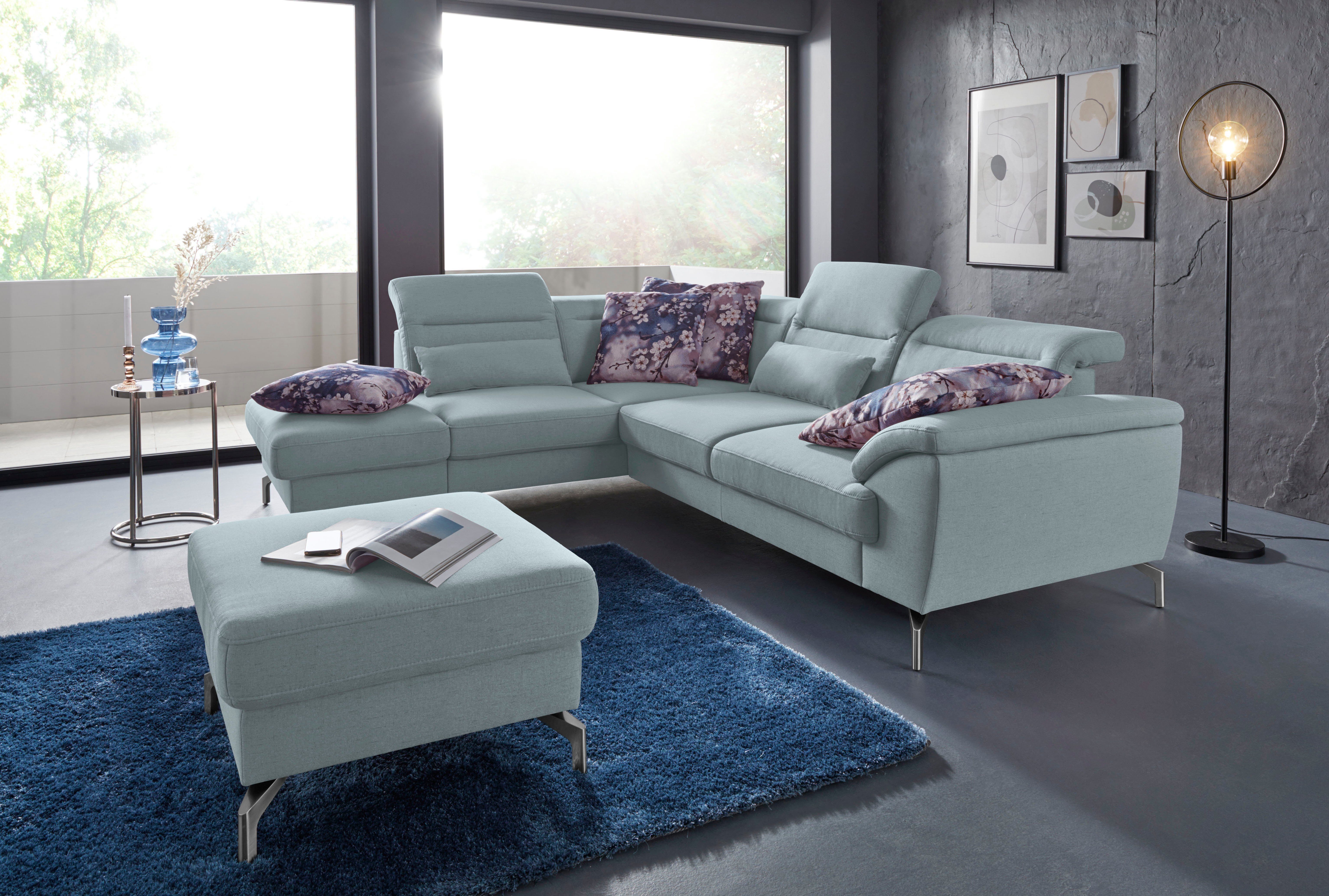 sit&more Hoekbank Percy L-vorm 15 cm poothoogte, zitdiepteverstelling, naar keuze in 2 pootkleuren
