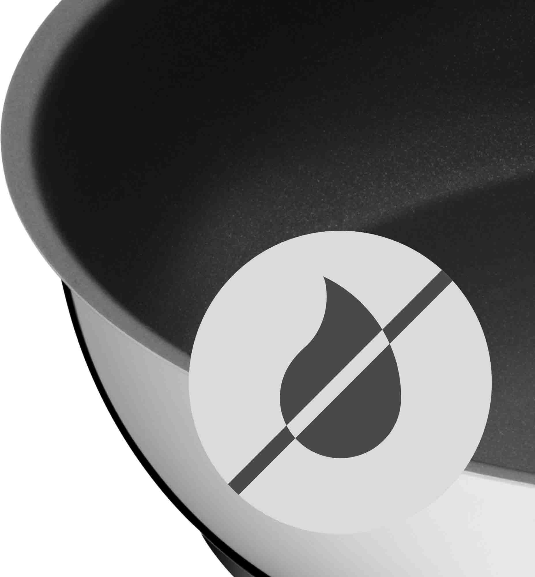 WMF Koekenpan Devil roestvrijstalen inductiepan PTFE gecoat, geschikt voor alle soorten fornuizen, kunststof handgreep
