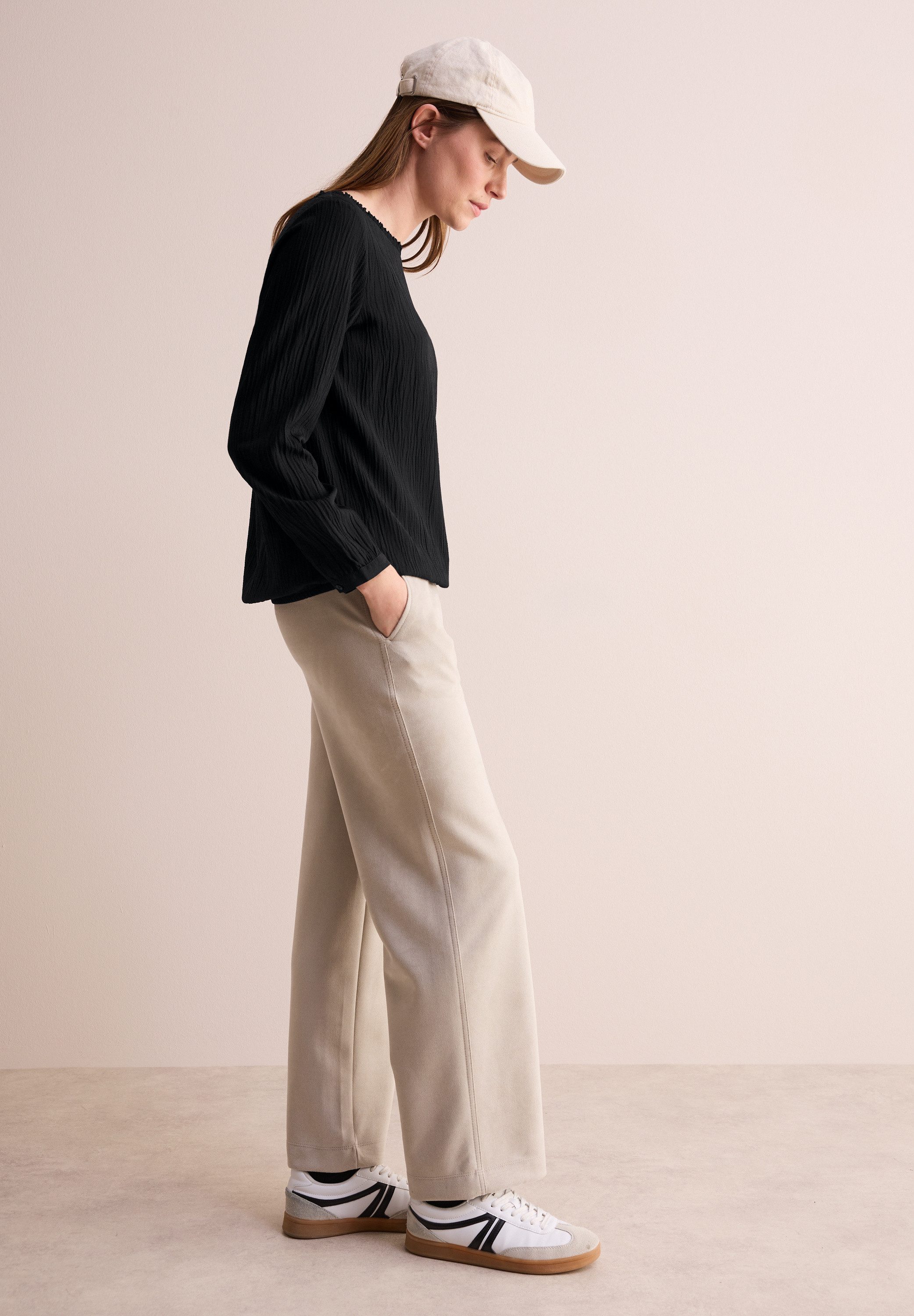Cecil Blouse zonder sluiting met smock-detail in crêpe-kwaliteit