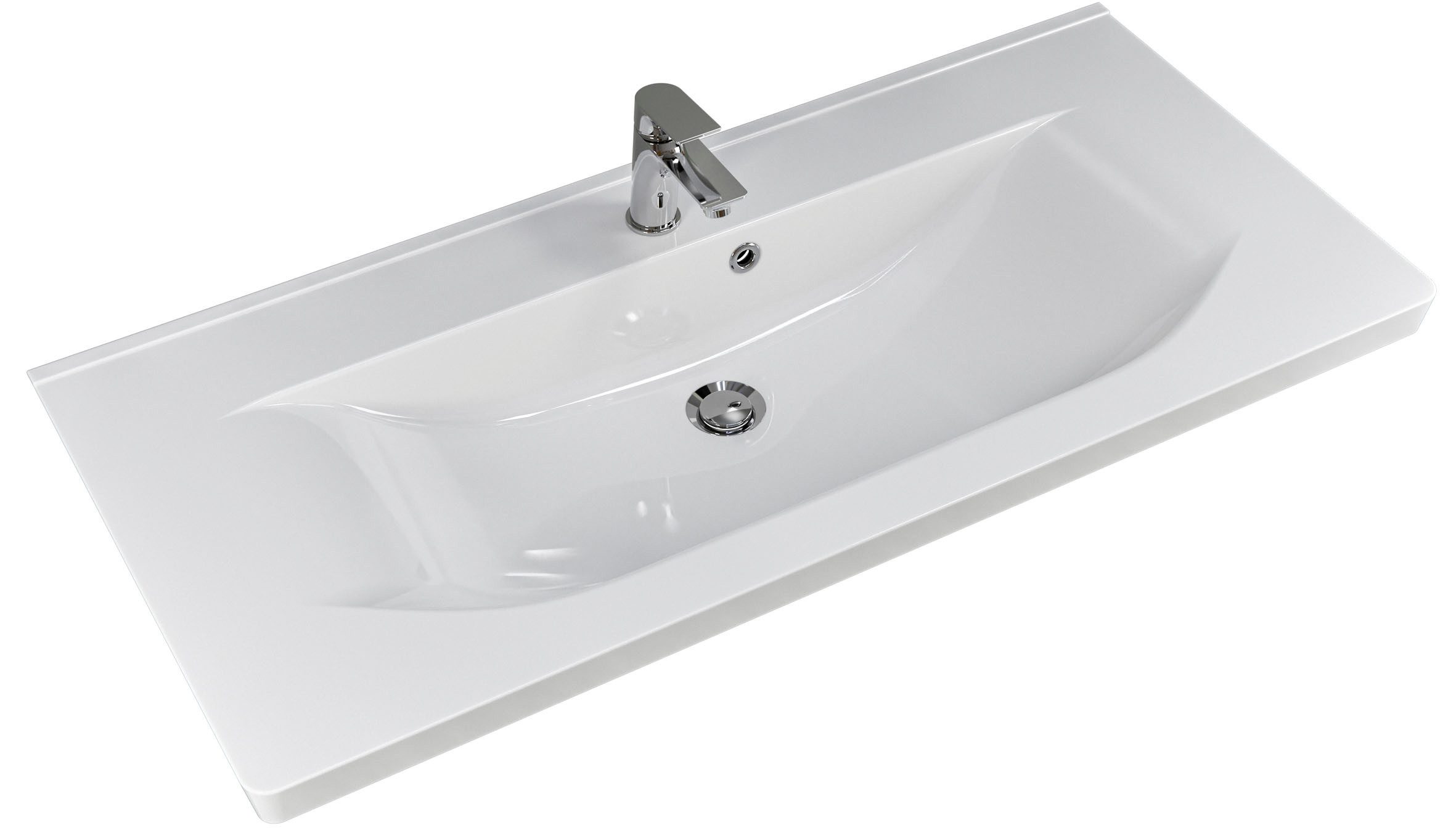 Saphir Badmeubelset Trentino 2-delig mineralen marmer wasbak, spiegelkast met LED-profiel (3 stuks)