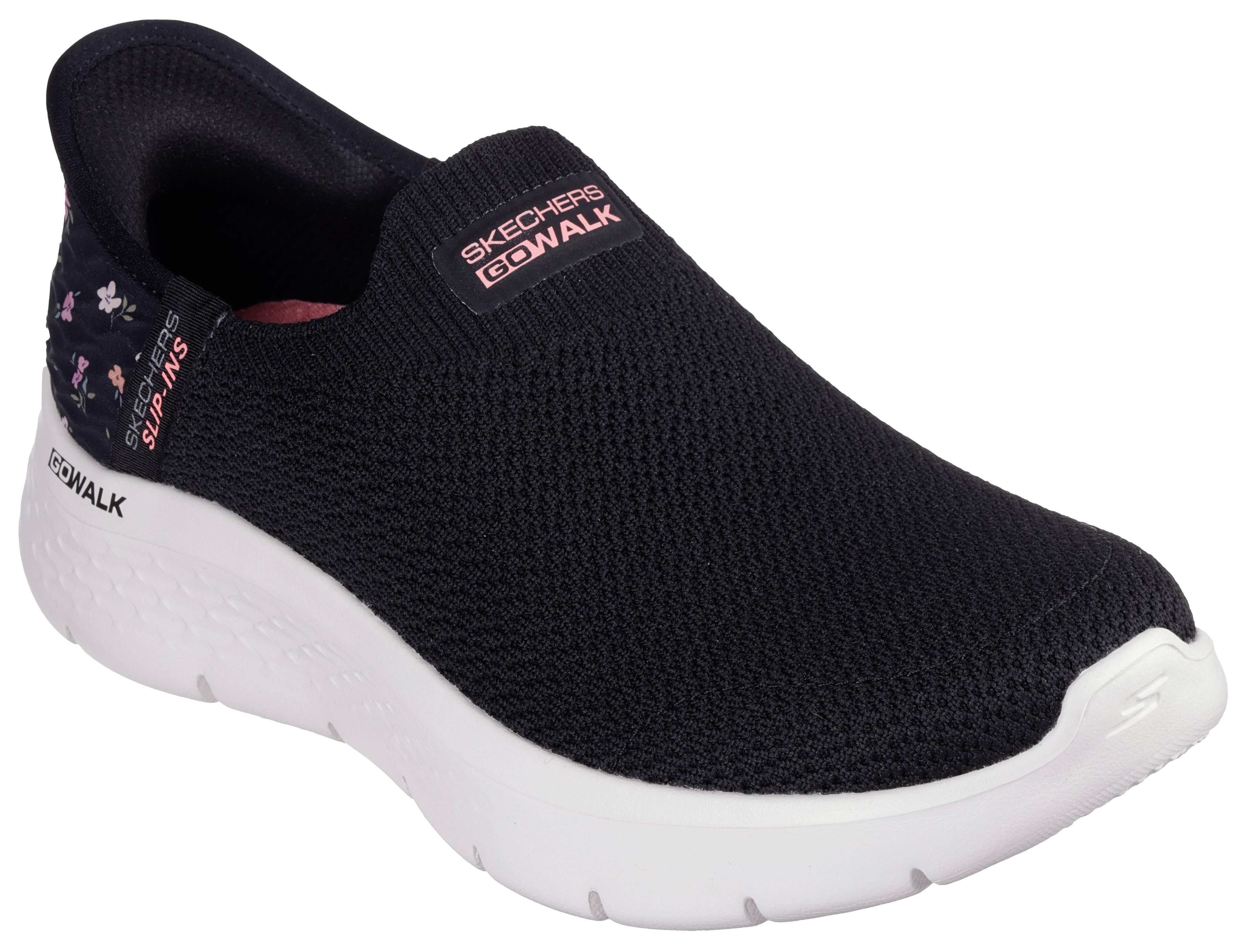 Skechers Slip-on sneakers GO WALK FLEX-SUNSET ROSE , vrijetijdsschoen, vegan met skechers handsfree slip-ins functie dames lage sneakers maat 43 zwart