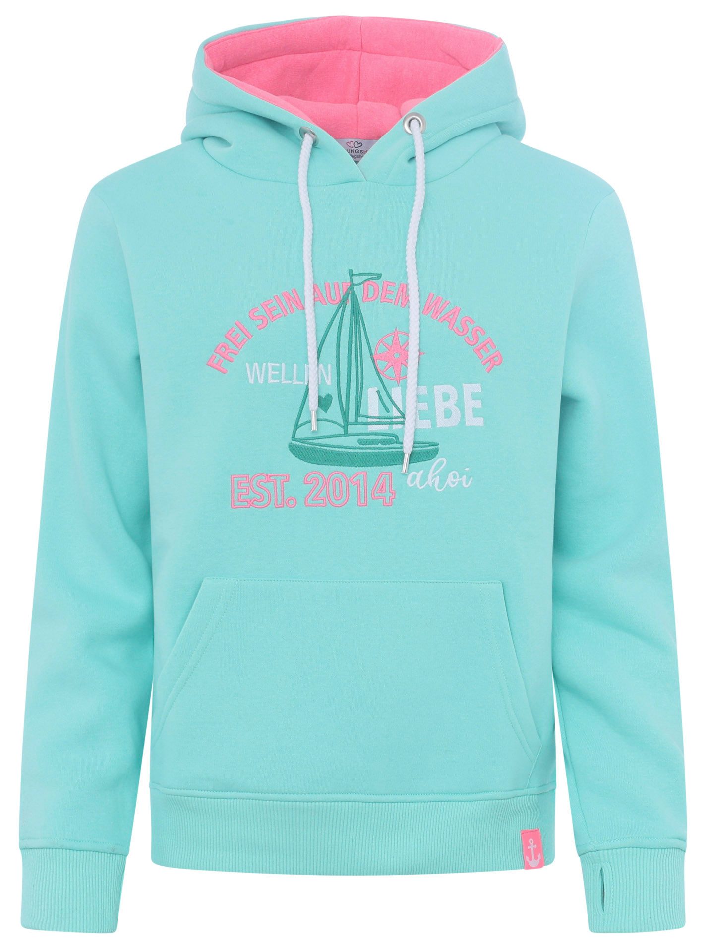 Zwillingsherz Hoodie Vrij zijn met maritiem design, kangoeroezakken en borduursel