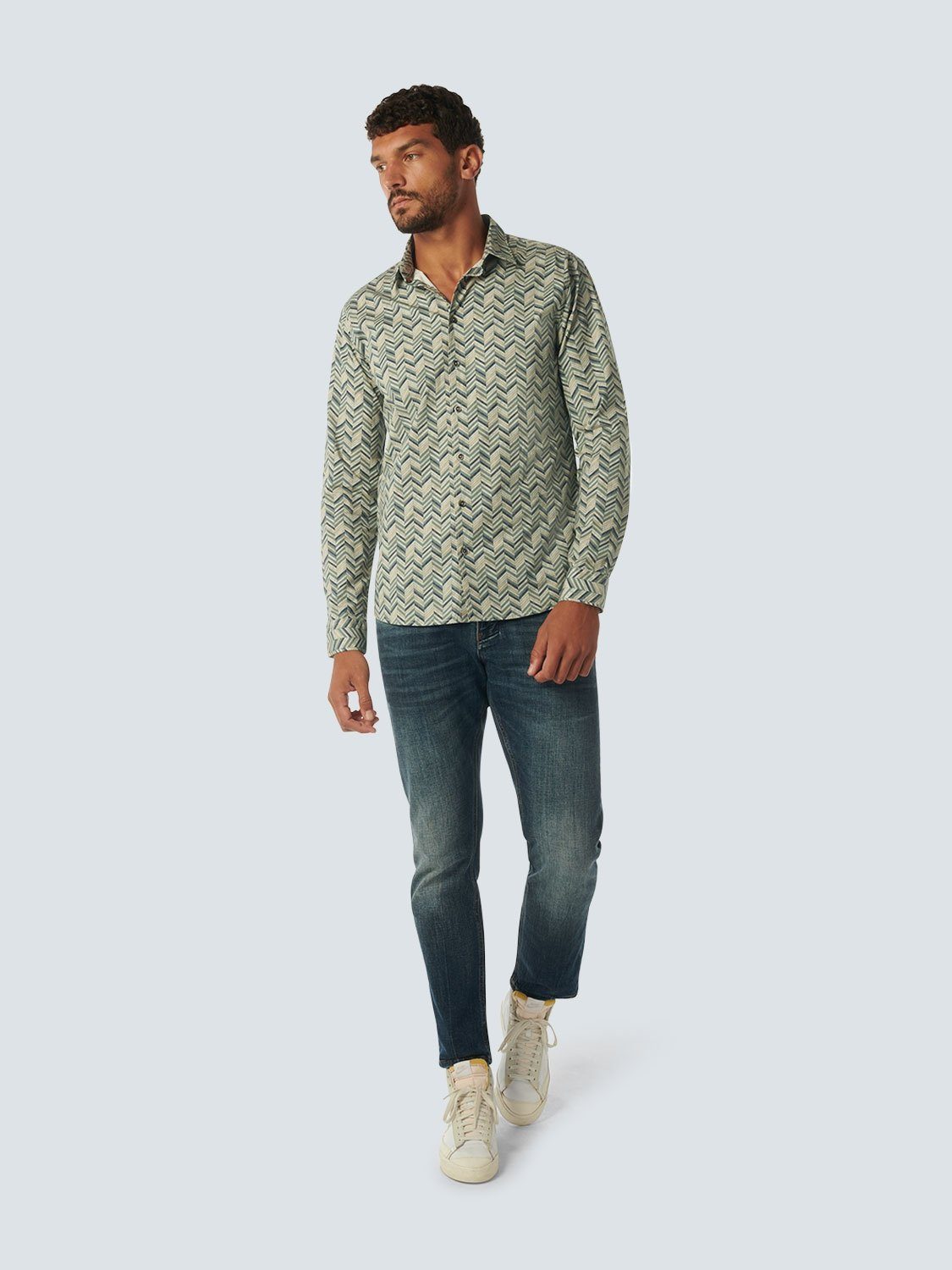 NO EXCESS Overhemd met lange mouwen met alloverprint en stretch