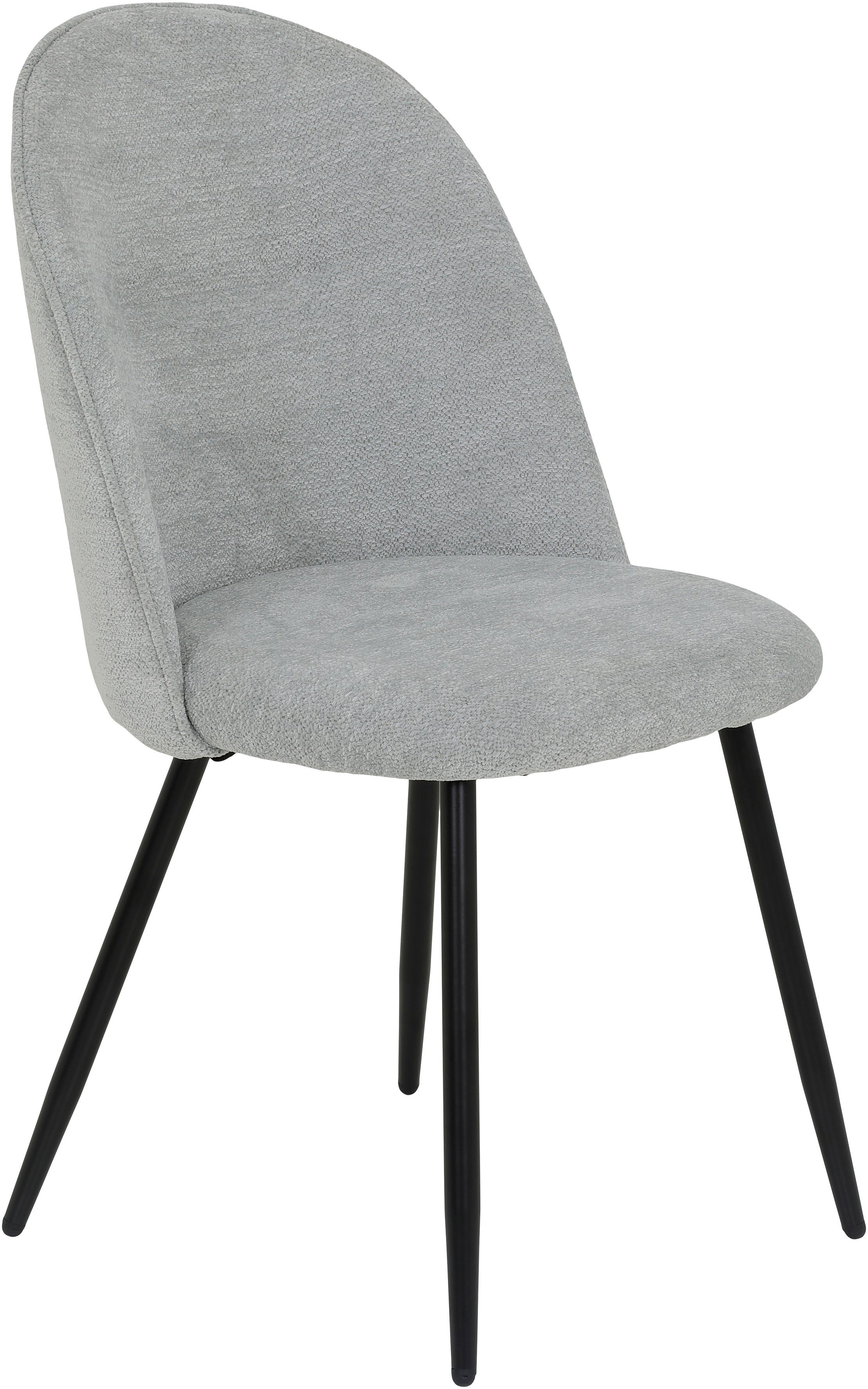 HELA Stoel met 4 poten Gisela Teddy look bekleding (set) gestoffeerde stoelen grijs