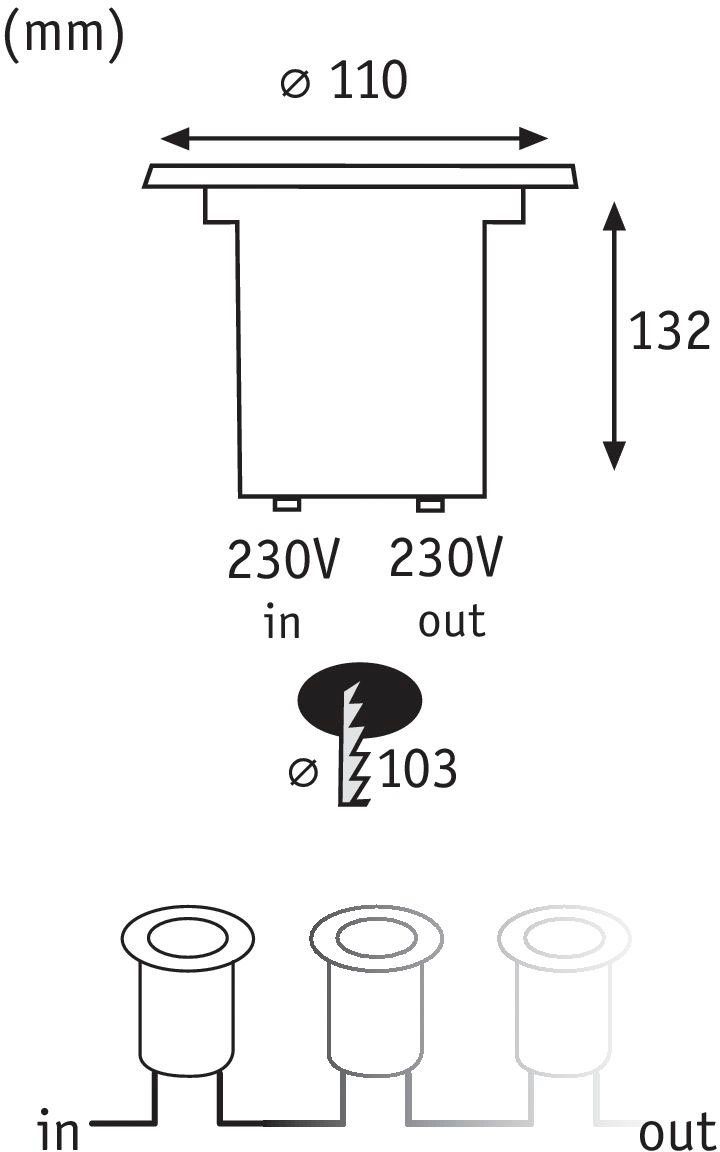 Paulmann Ledinbouwlamp Buiten 230V Bodem rond LED 1,2W 2700K 110mm RVS/Metaal (1 stuk)