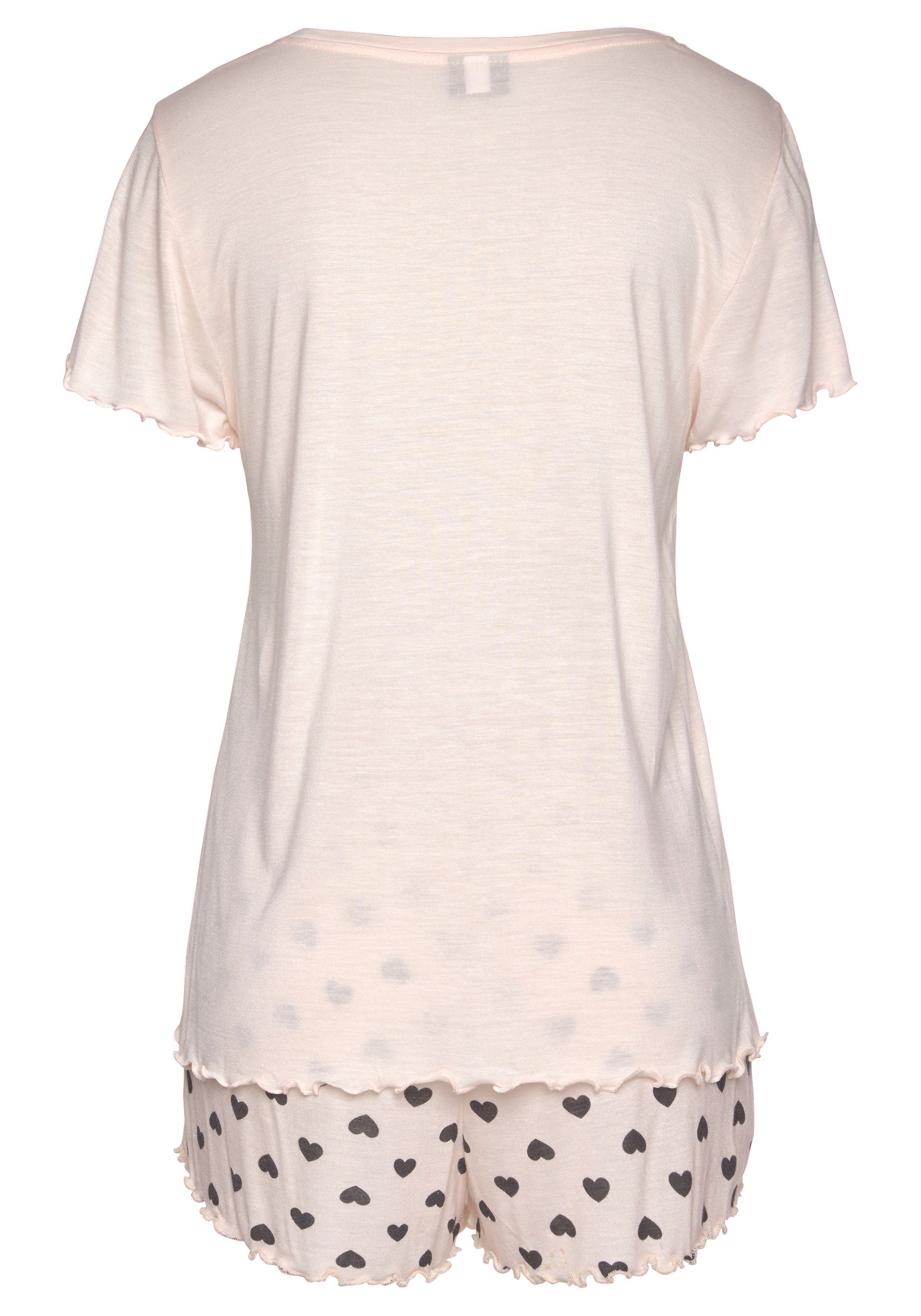 Vivance Dreams Shortama met rimpelrandjes (2-delig, 1 stuk)