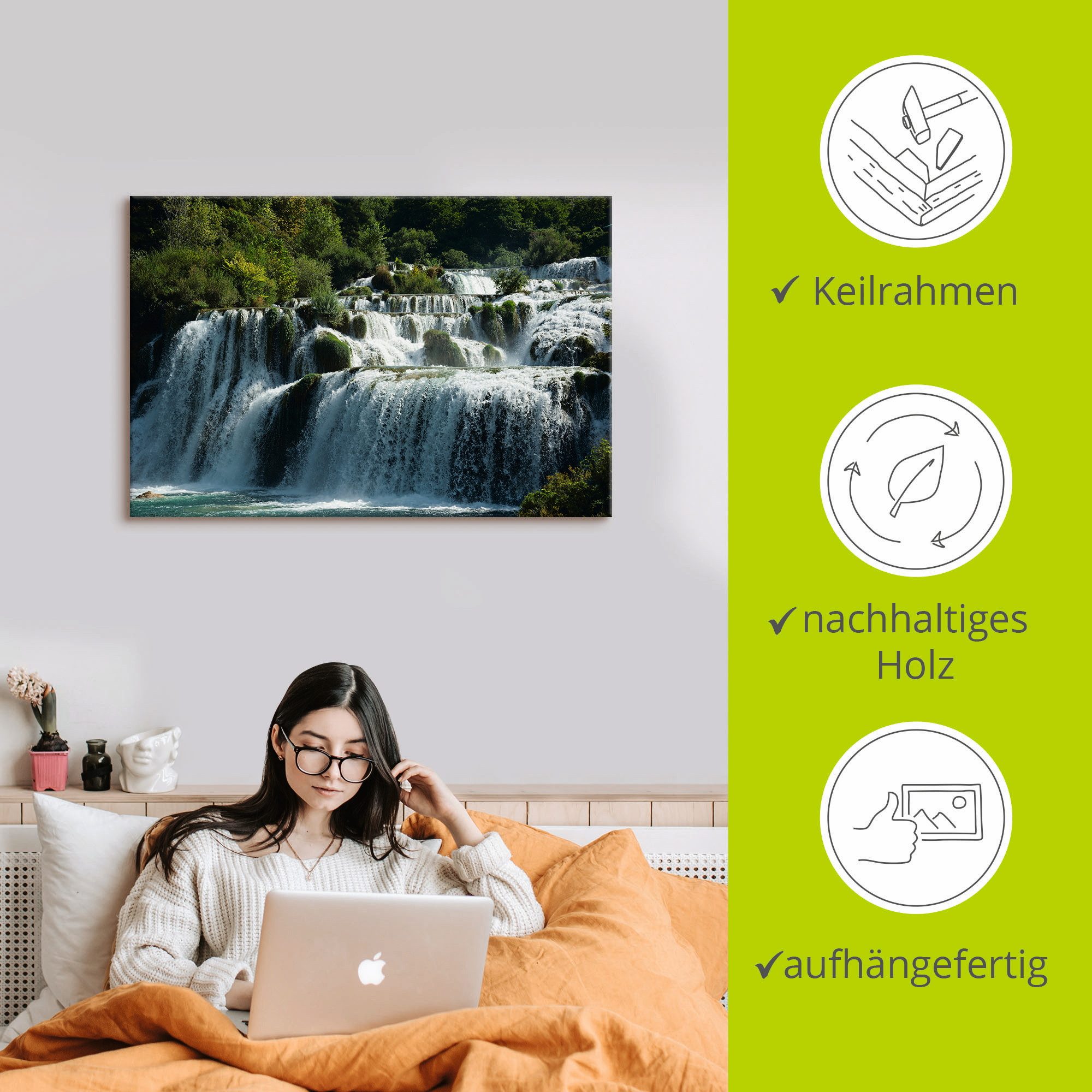 Artland Artprint Krka watervallen als artprint op linnen, poster in verschillende formaten maten