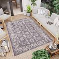 carpet city vloerkleed outdoor 740 geschikt voor binnen en buiten, ornamenten look, woonkamer, balkon, terras grijs