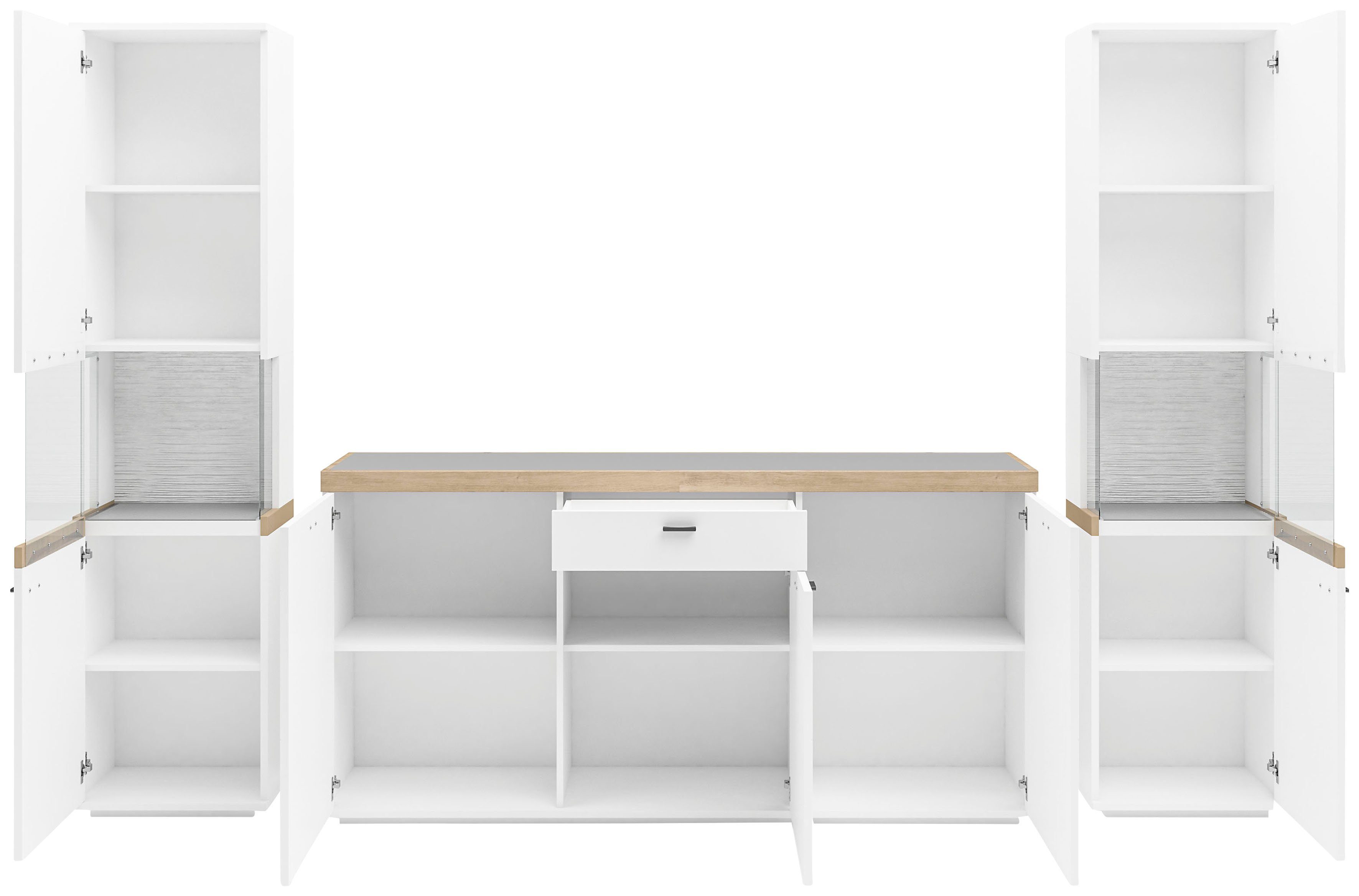 set one by Musterring Wandmeubel Lancaster 3-delig met fronten in wit of grijs, breedte ca.300 cm