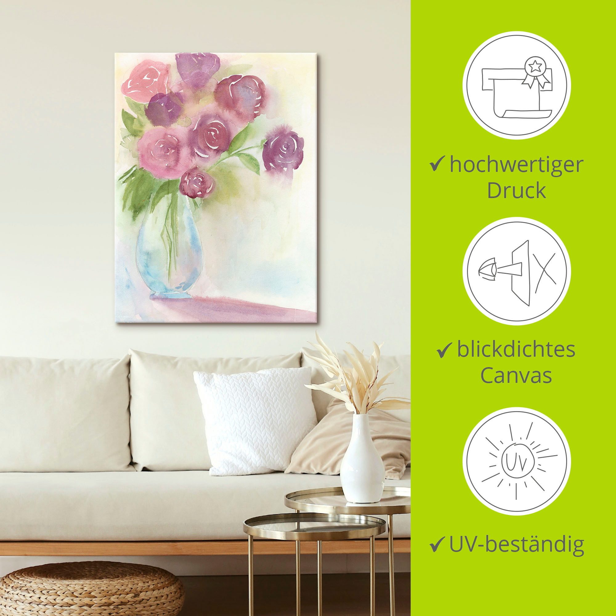Artland Artprint op linnen Felgekleurde struisvogel II