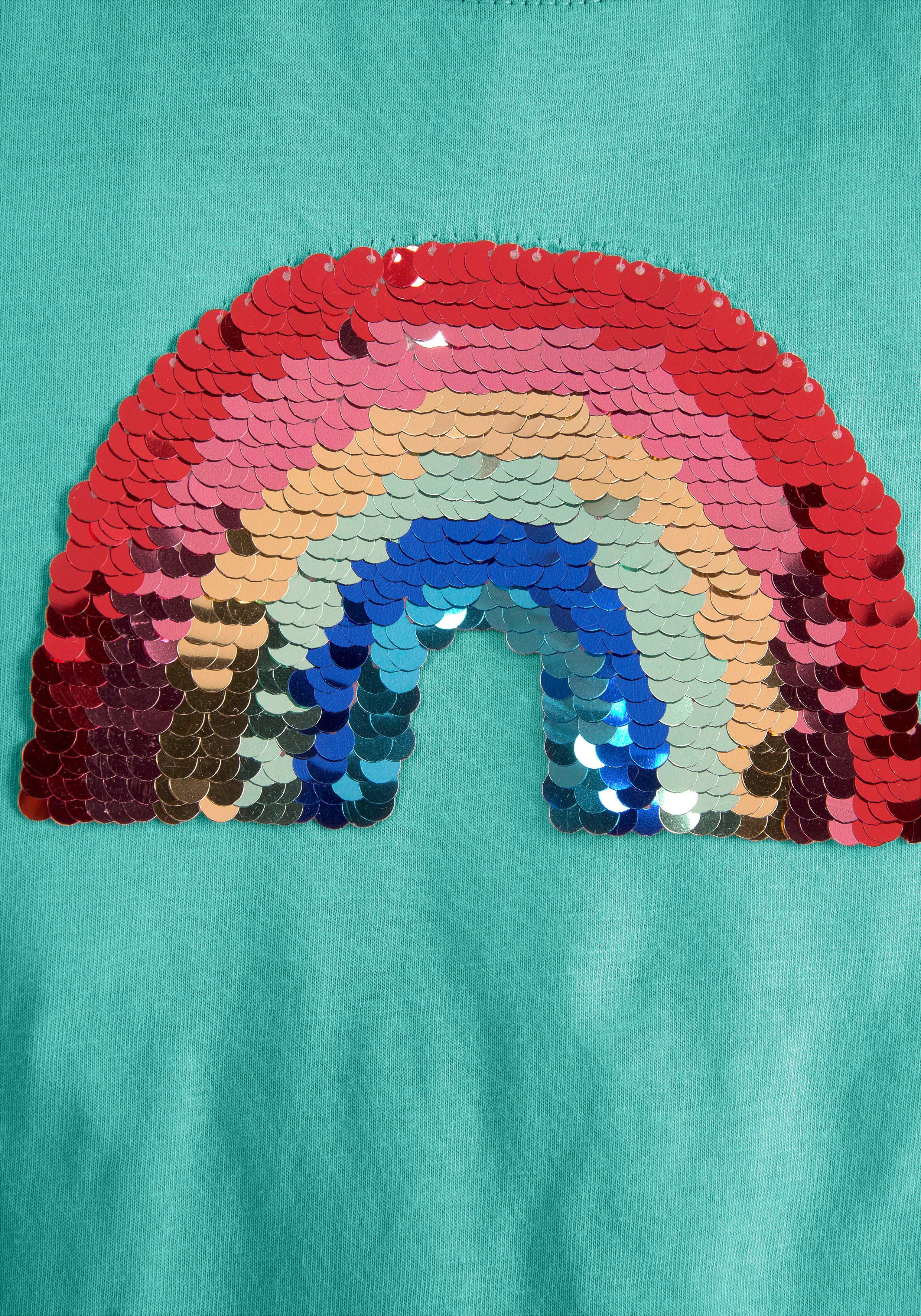 KIDSWORLD Shirt met lange mouwen Regenboog pailletten-applicatie Lange mouwen, basic pasvorm, met glanzende pailletten-applicaties