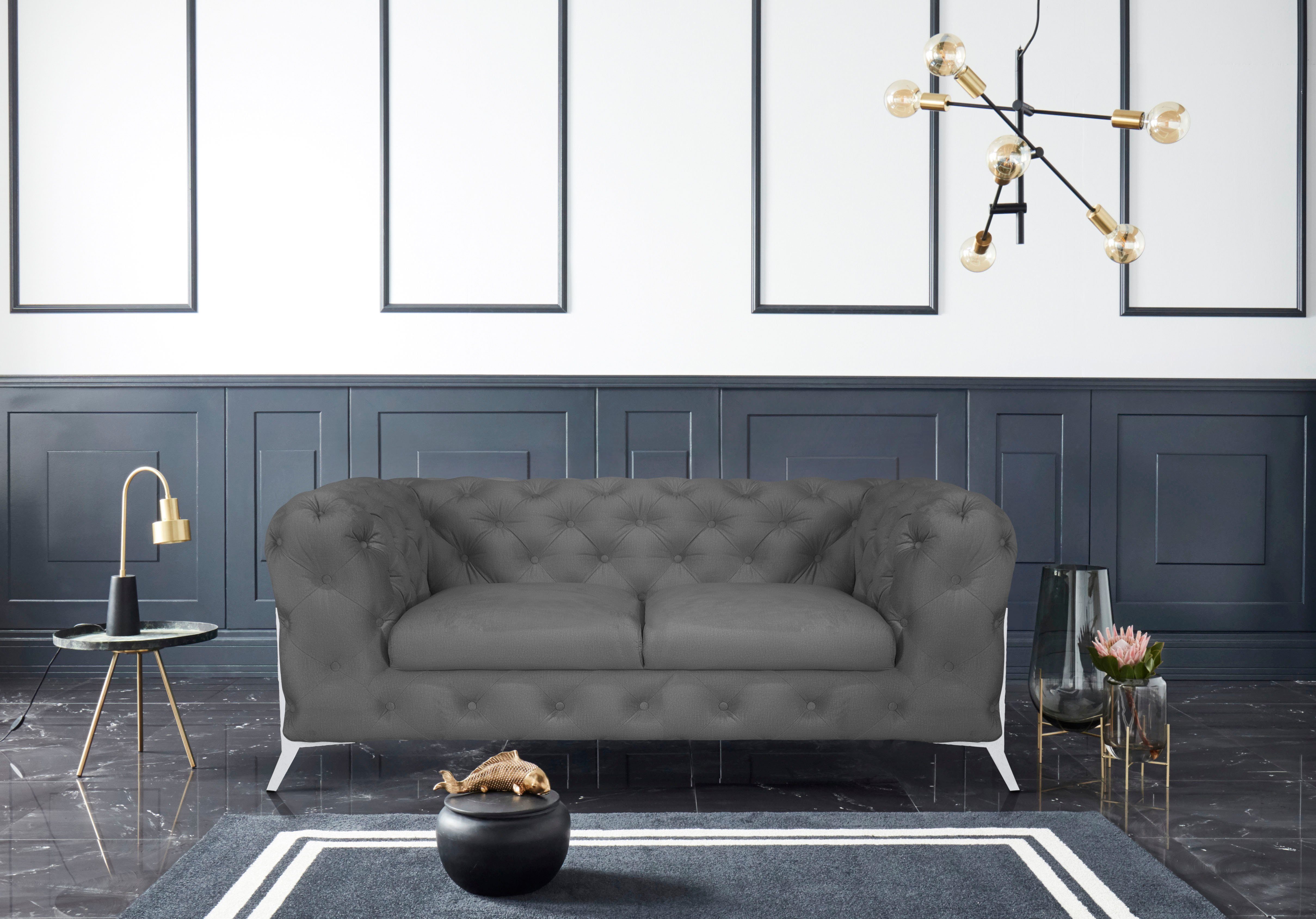 Leonique Chesterfield-bank Amaury luxueuze capitonnage, moderne chesterfield look, kleur van de poten ter keuze