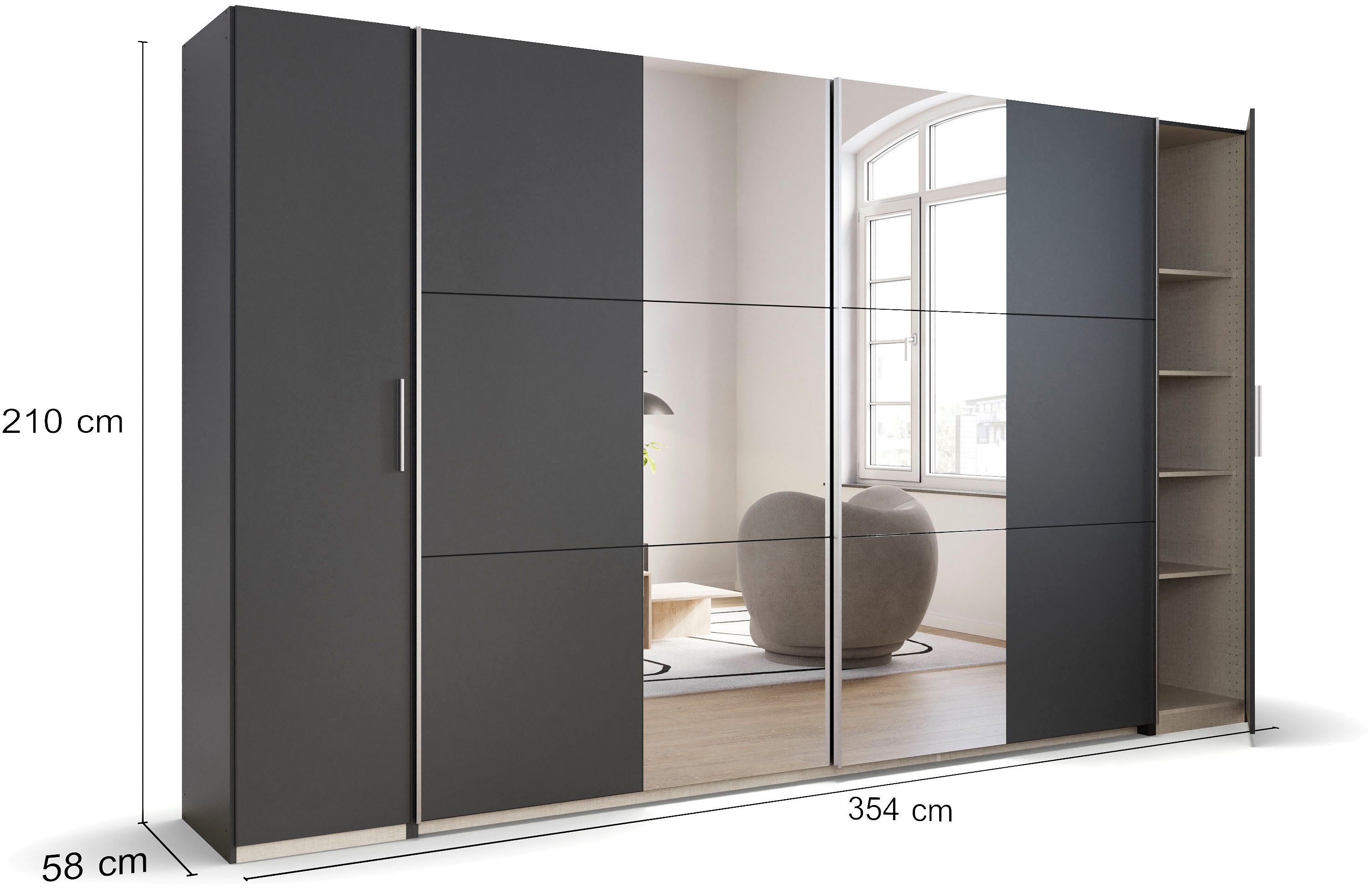 rauch Zweefdeurkast Kledingkast draaideurkast kast garderobe KRONACH TOPSELLER met draaideuren en schuifdeuren en spiegels, veel planken made in germany