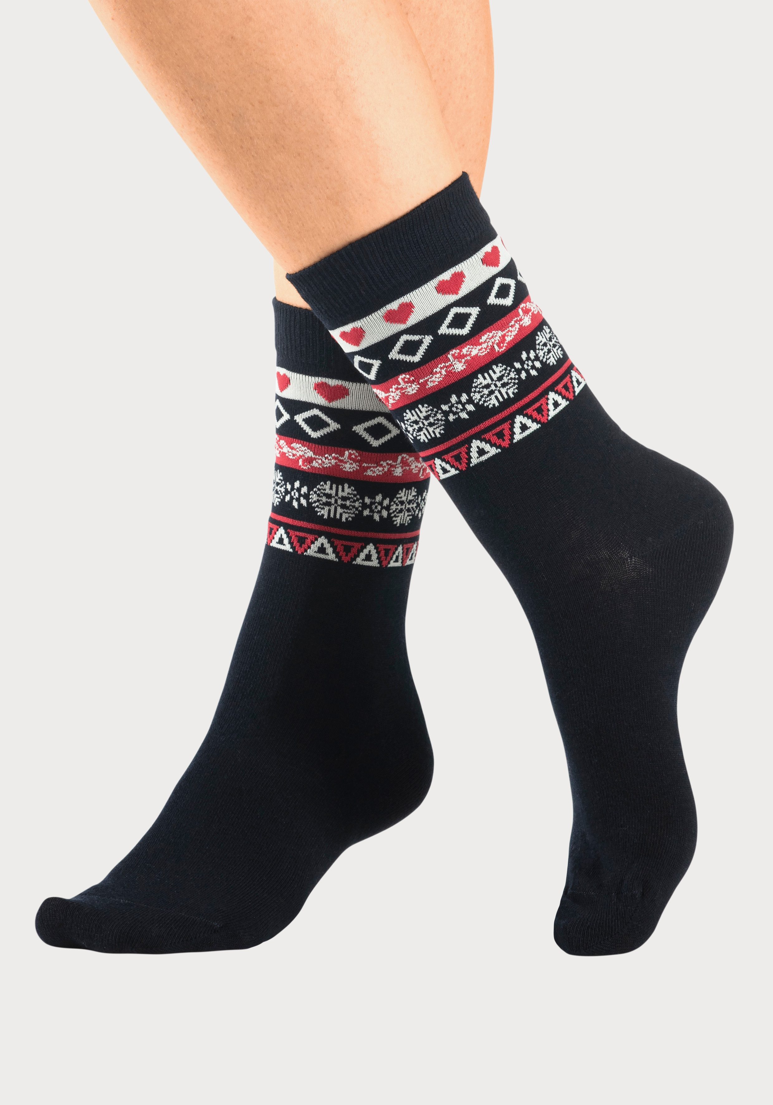 H.I.S Basic sokken met wintermotieven (set 3 paar)