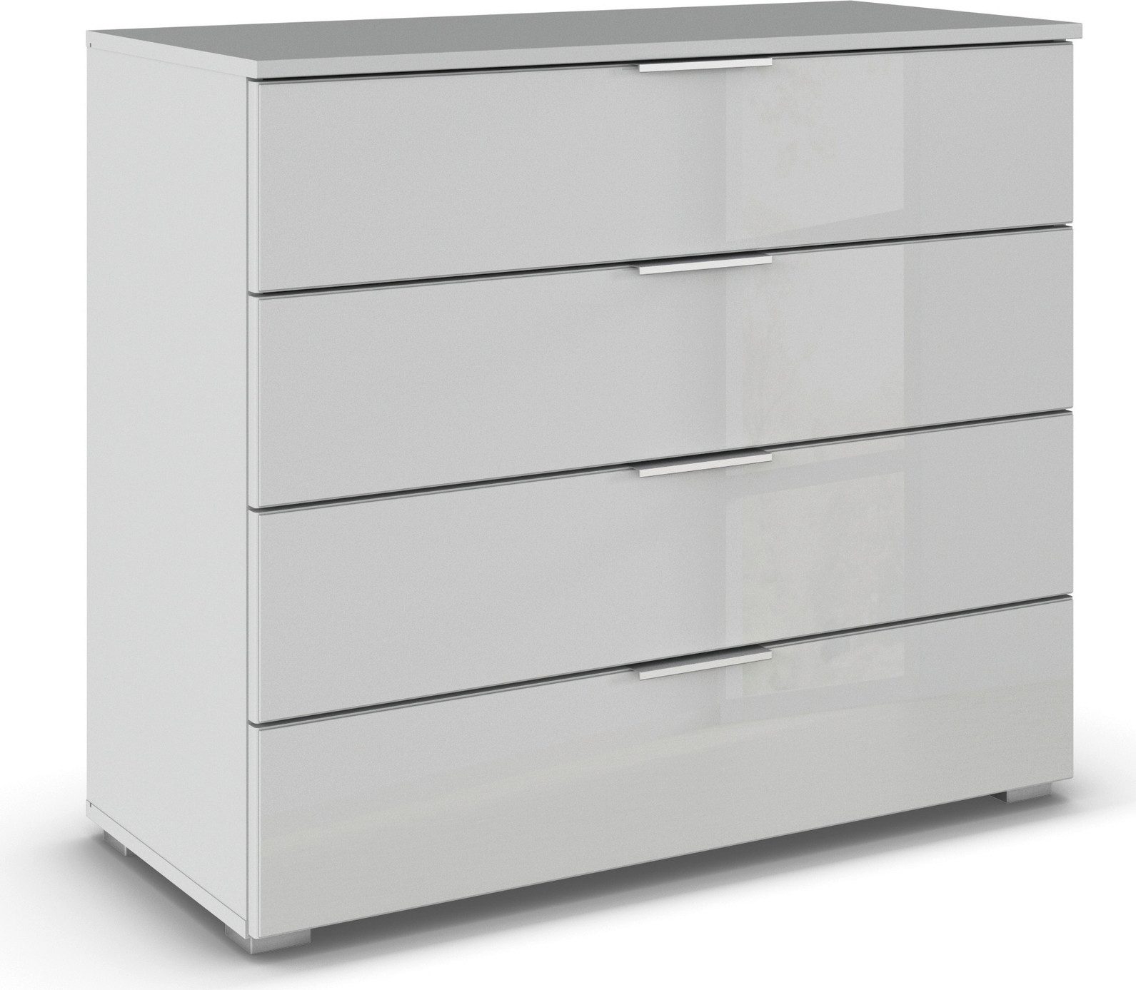 rauch Ladekast Sideboard AGORDO met glazen front Breedte 93 cm met 4 grote lades voor veel opbergruimte MADE IN GERMANY commodes & ladekasten grijs