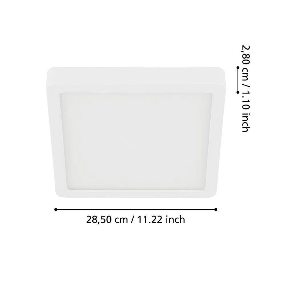 EGLO Plafondlamp FUEVA 5 plafondlamp, wit, IP44, lage opbouwhoogte, 20 watt, vierkant (1 stuk)