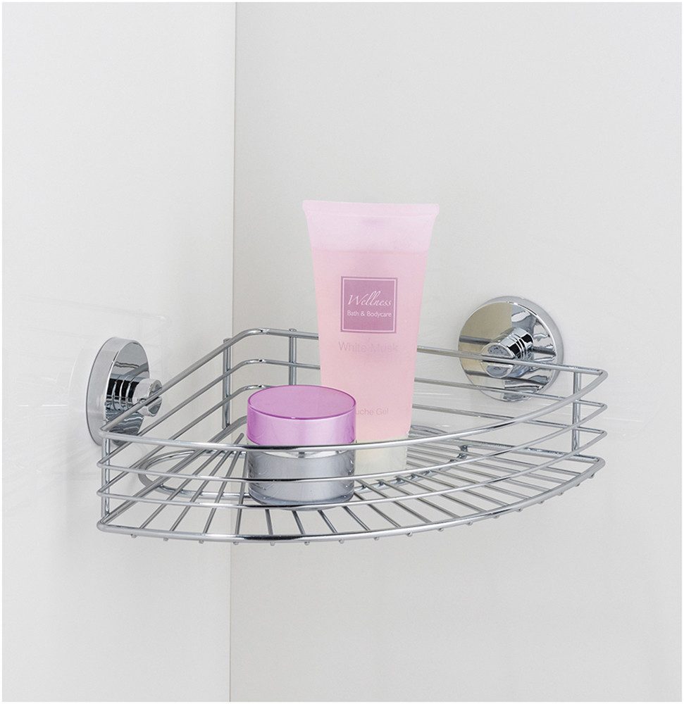 WENKO Hoekrek Vacuum-Loc® model Bari voor de badkamer met 2 haken, bevestigen zonder boren (3 stuks)