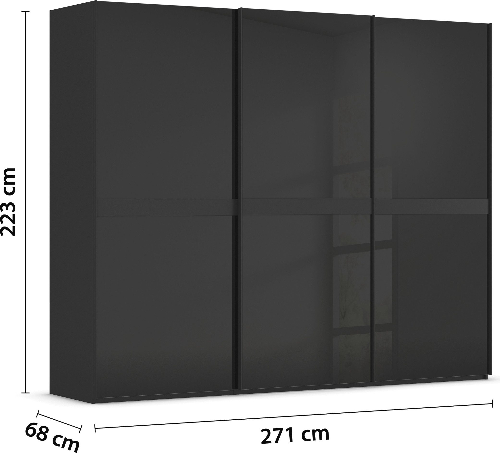 rauch Schuifdeurkast Kledingkast kast garderobe slaapkamerkast SCALE-LINE edel uiterlijk met buikband in corpuskleur met glasfront made in germany