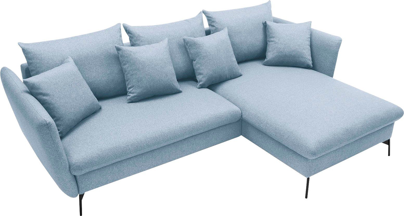 andas Hoekbank LIVORNO,258 cm, L-model, Slaapfunctie en bedlade (139/224 cm), fluweel, structuur, geweven stof