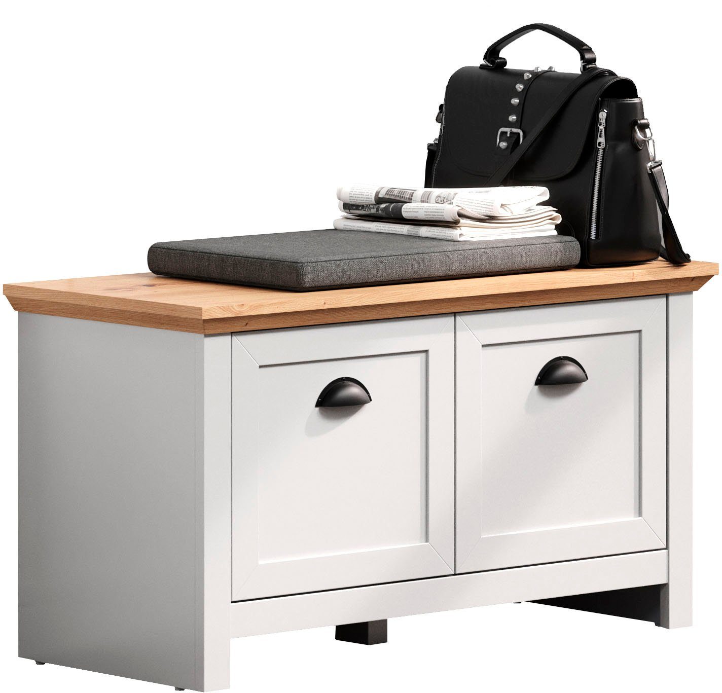 Home affaire Kapstok Herzwill Zitbank / schoenenkast met de afmetingen BxHxD ca.: 91x49x41 cm (1 stuk)