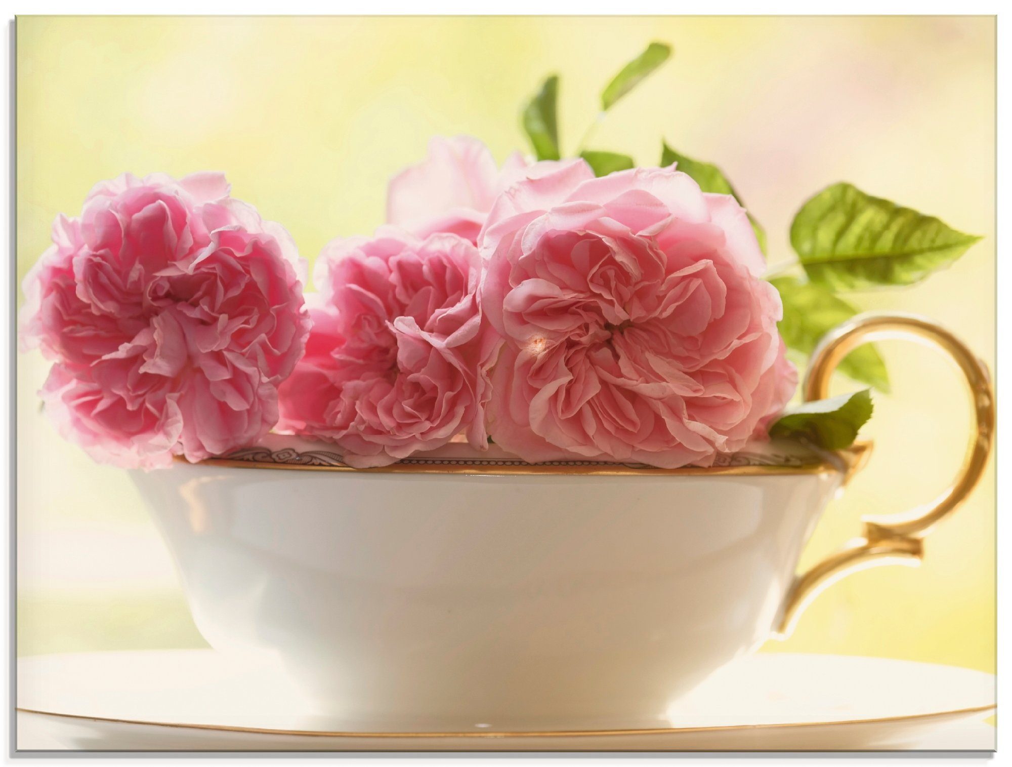 artland print op glas vintage rozen in verschillende maten roze