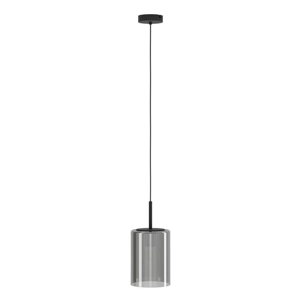 EGLO Hanglamp CADAQUES 1 hanglamp, zwart, rookglas, hanglamp, excl. E27 (1 stuk)