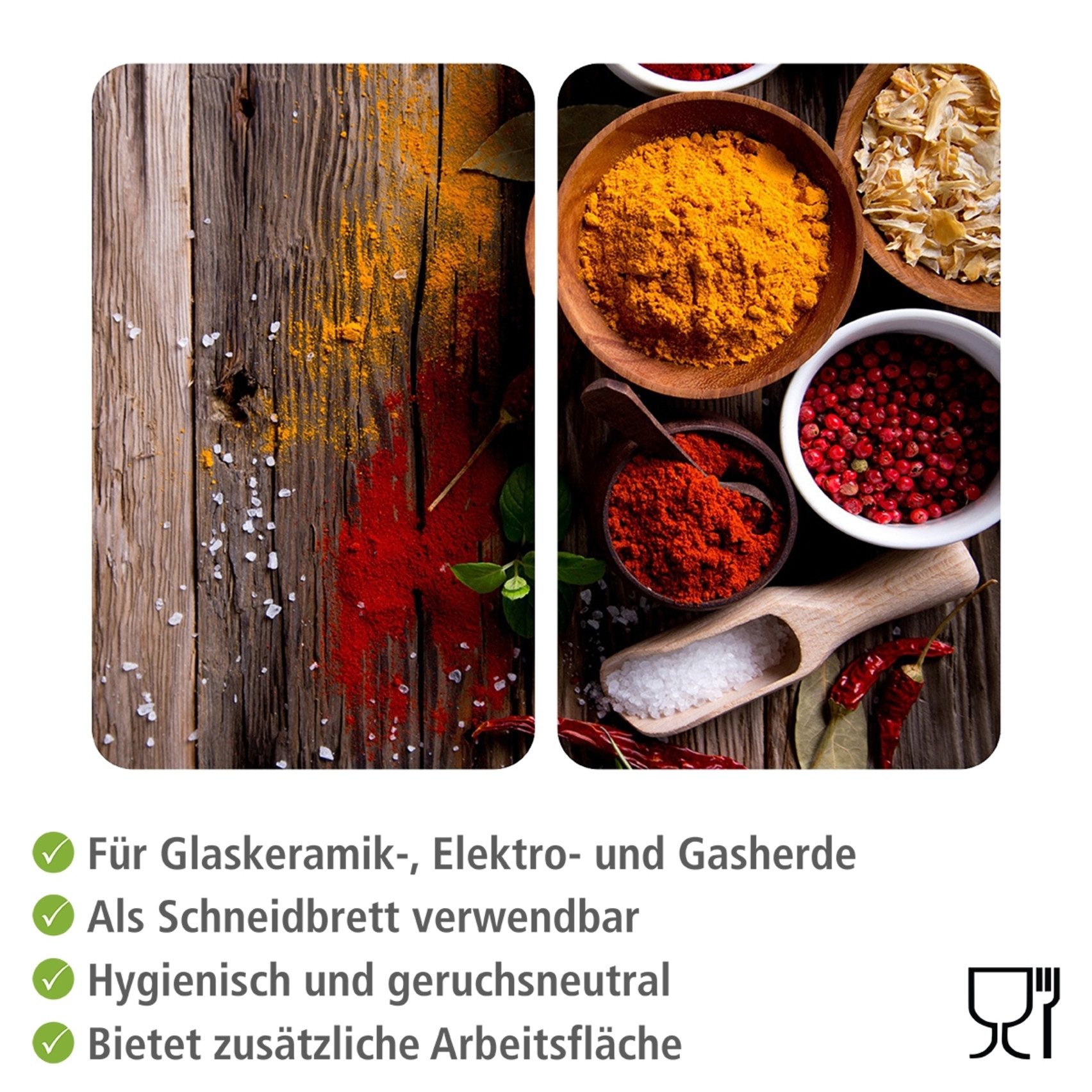 WENKO Kookplaatdeksel Universeel model Specerijen antislip speciale pootjes, afm. per blad: 30 x 52 cm (set, 2-delig)