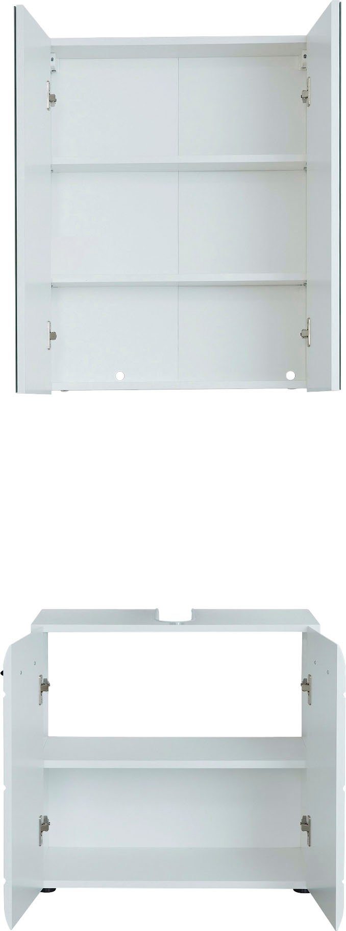 INOSIGN Badmeubelset Sovana Badkamermeubels wastafel en spiegelkast met verstelbare planken (set, 2 stuks)