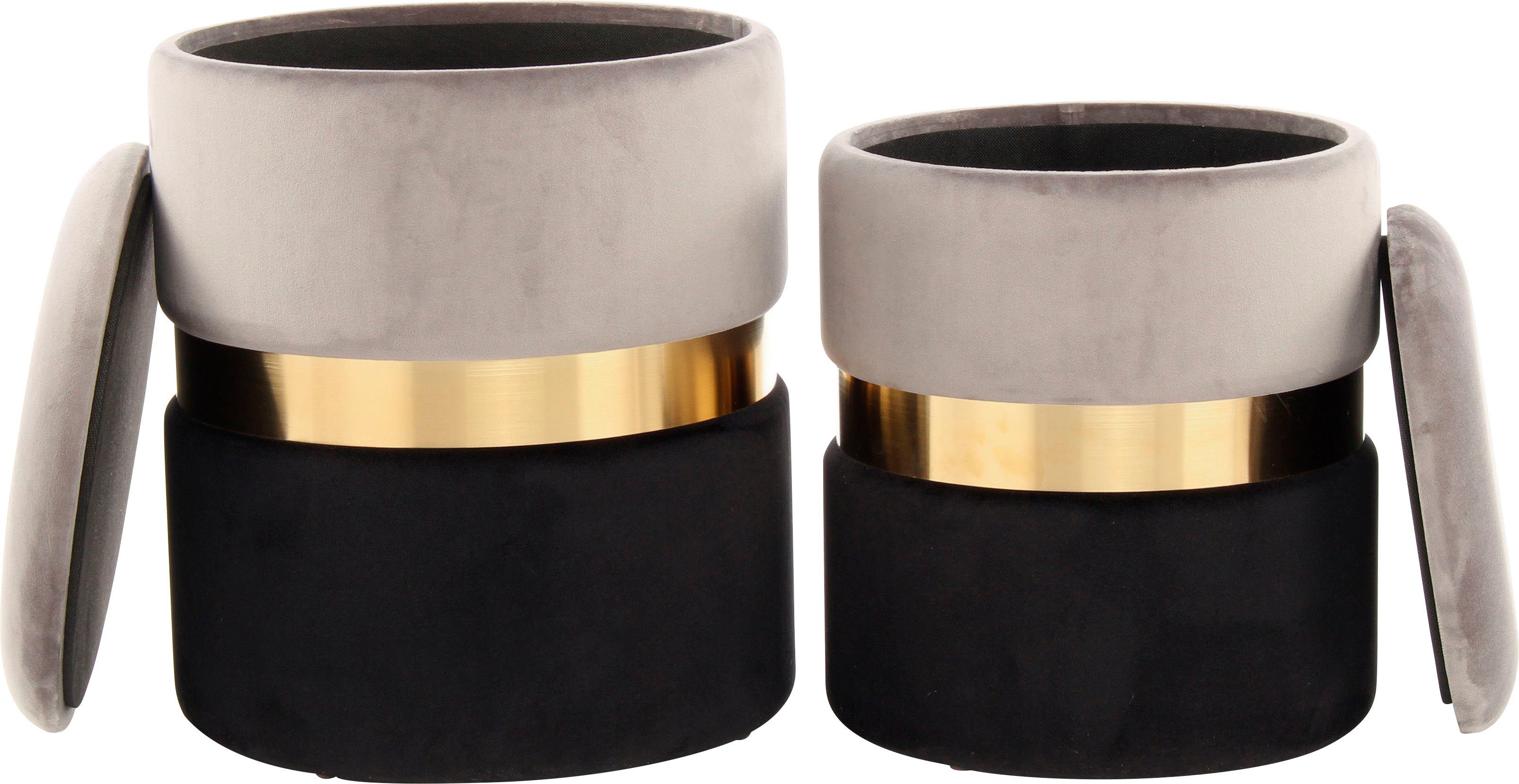 Kayoom Hocker met bergruimte Kruk Zora 125 2-delige set, fluweelzachte stof bekleding, ronde elegante vorm (set, 2 stuks)