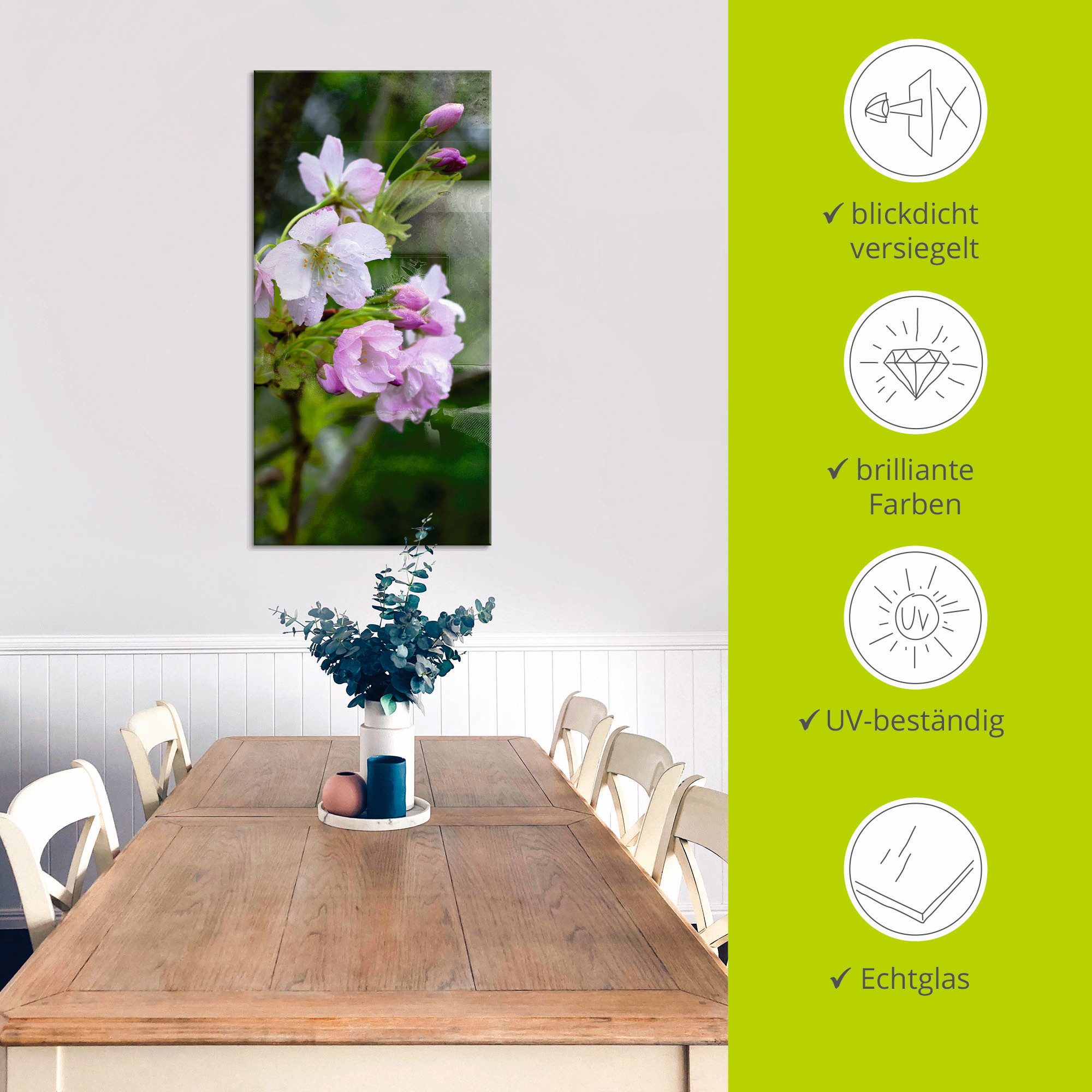 Artland Print op glas Tak van een bloeiende sierkers