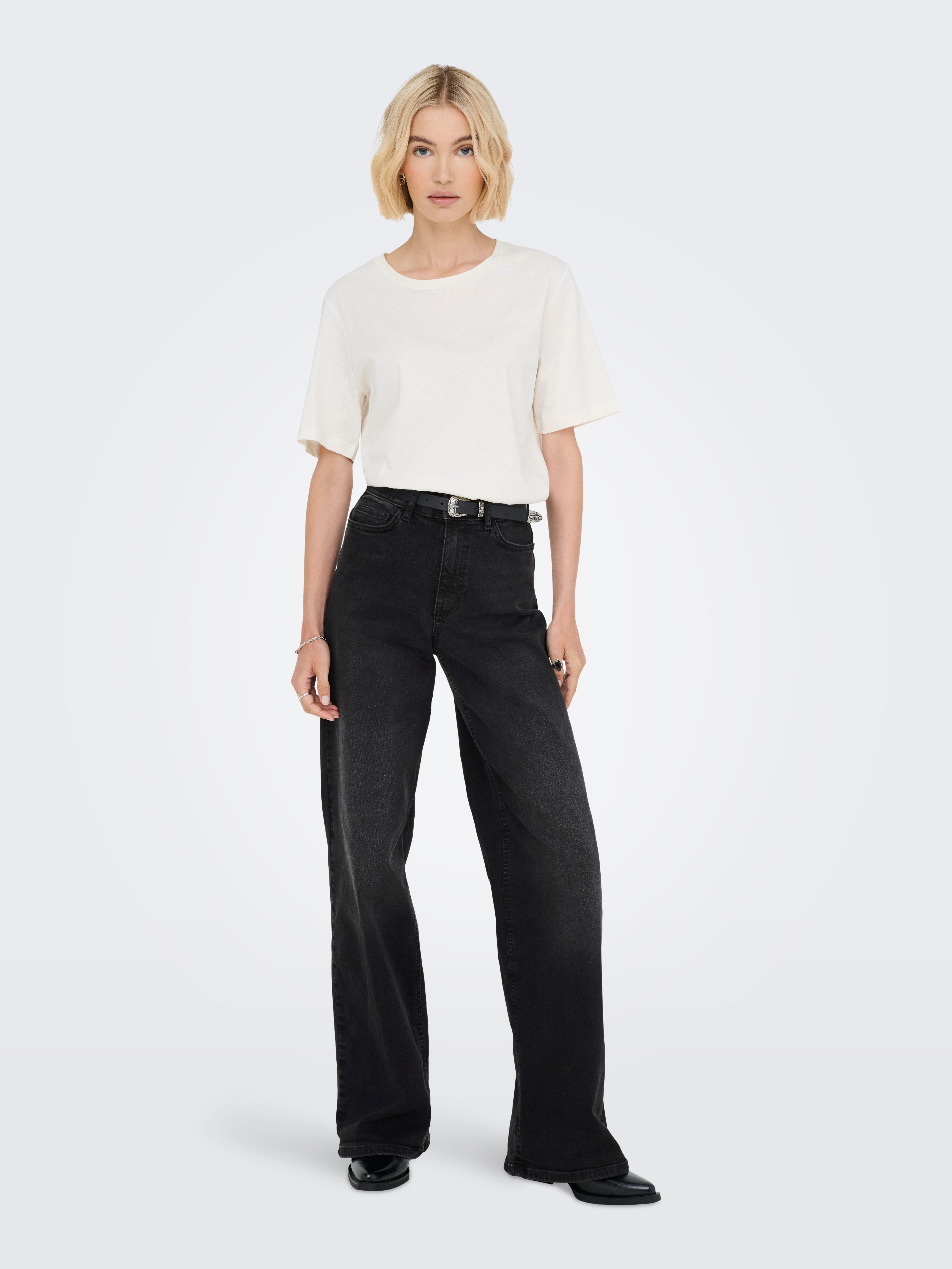 JDY High-waist jeans JDYFELINA-FINA HW WIDE BLK JEANSDNM NOOS