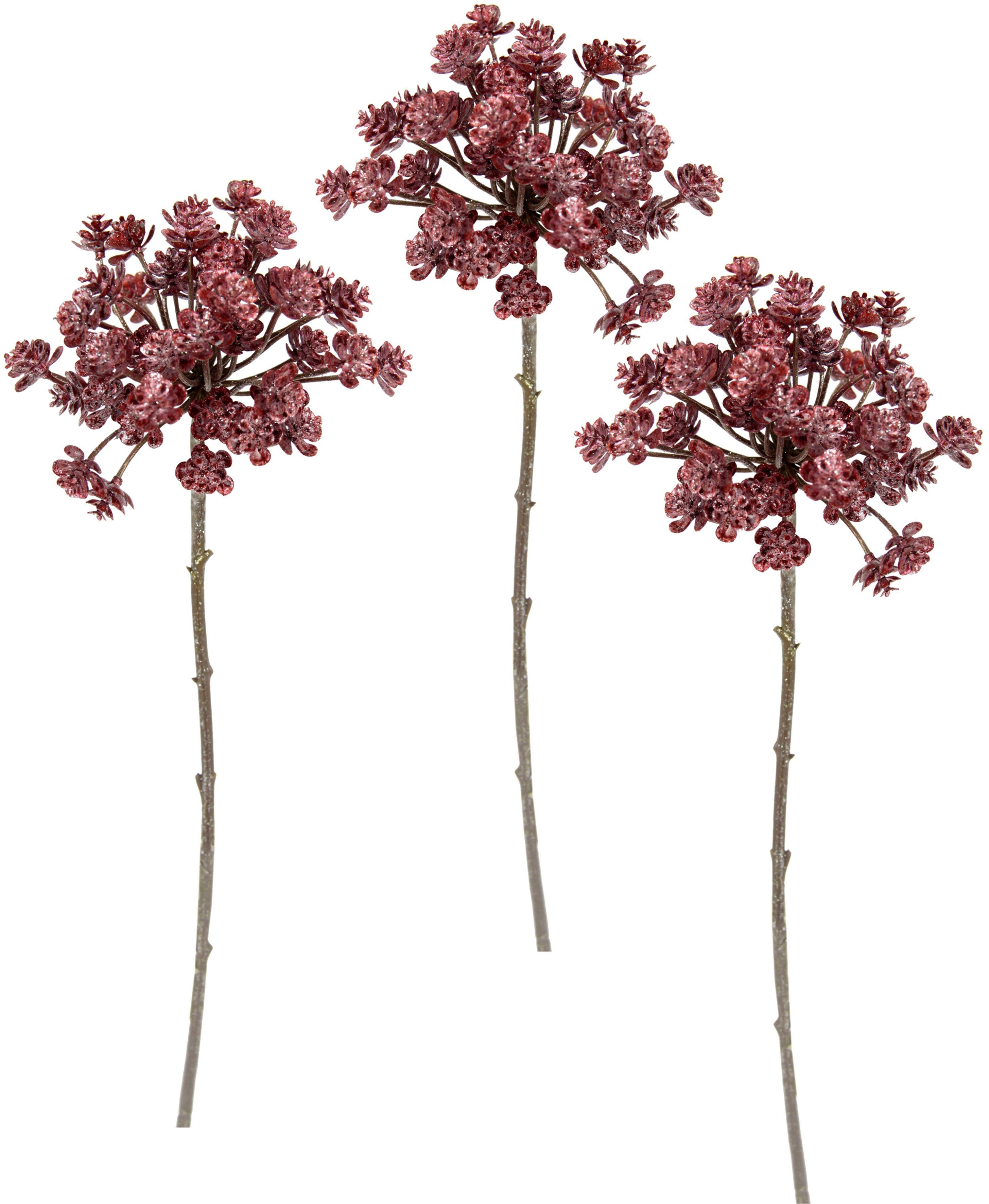 I.GE.A. Kunstbloem Dill Metallic-disteltak, kunsttakken, set van 3 (3 stuks)
