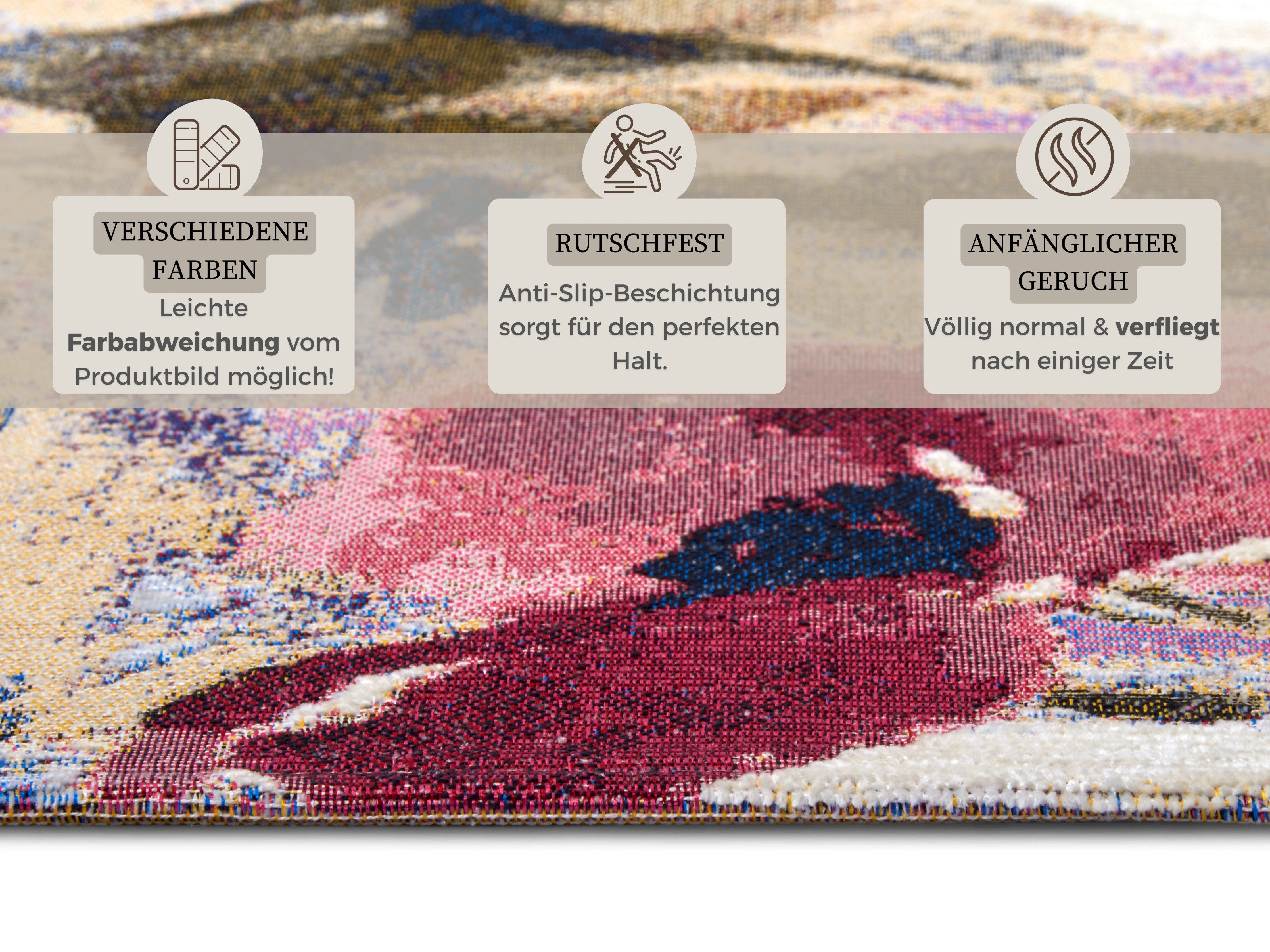 HANSE Home Vloerkleed Atika Bloemig, kortpolig, onderhoudsvriendelijk, antislip, glanzend, woonkamer